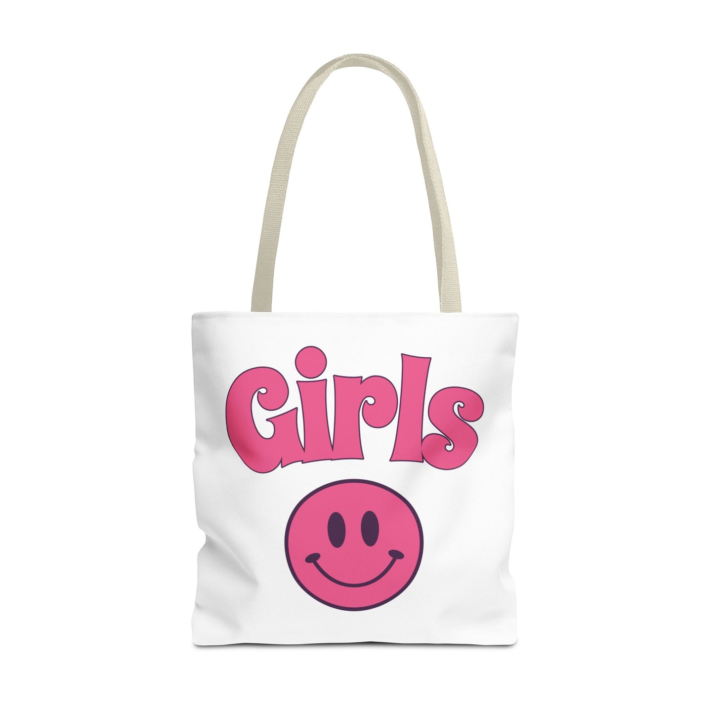 Girls Pink Smile Tote Bag — Cute Retro Smiley Shopper