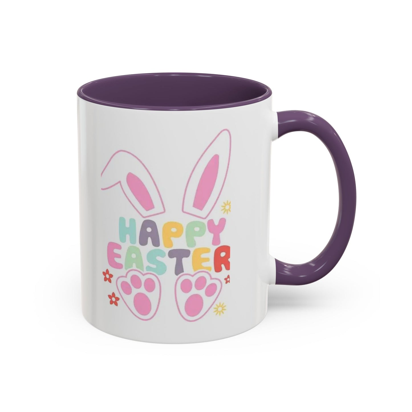 Happy Easter Bunny Accent Coffee Mug — Pink Interior 11/15oz