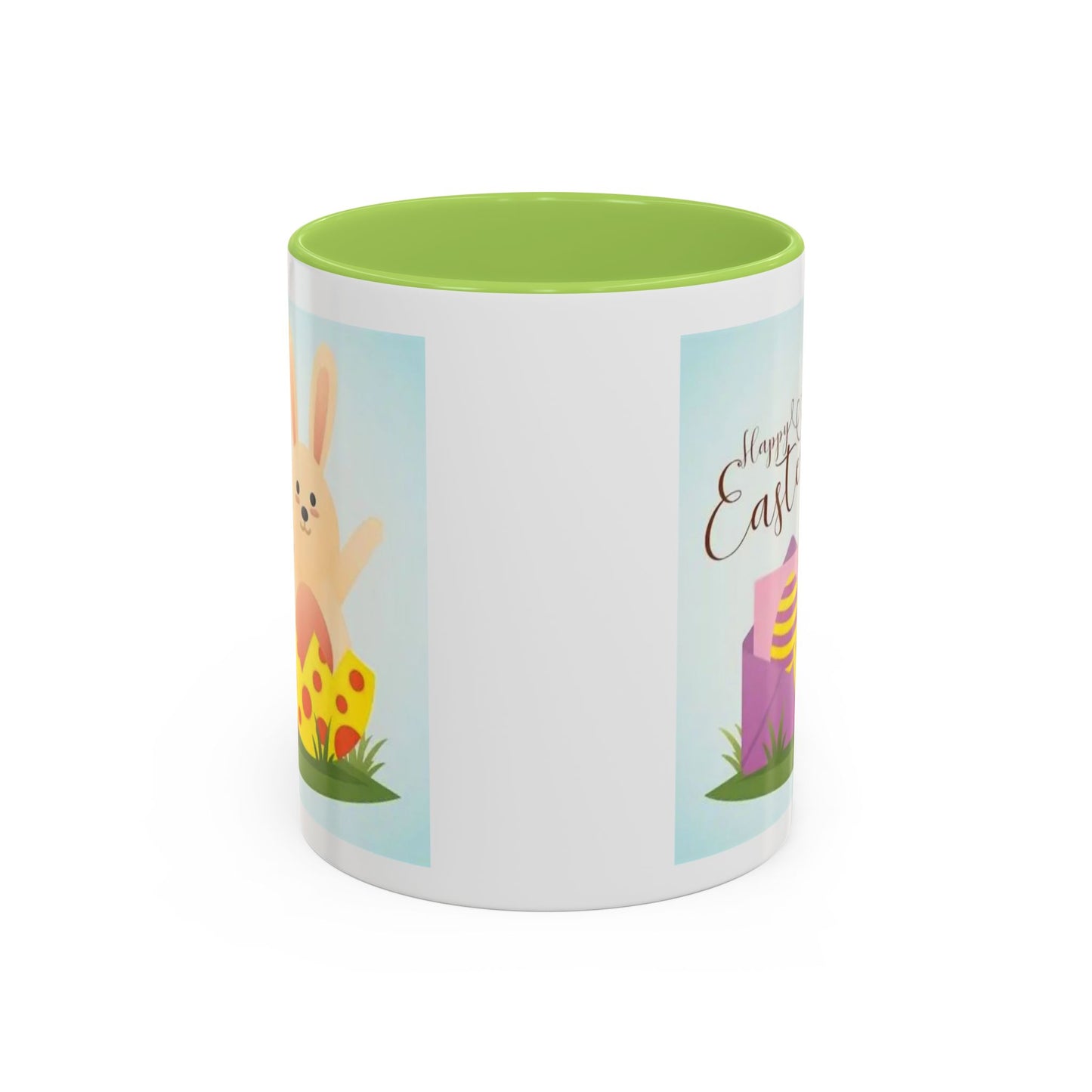 Easter Bunny Accent Coffee Mug – "Happy Easter" Spring Bunny & Egg Design (11/15oz)