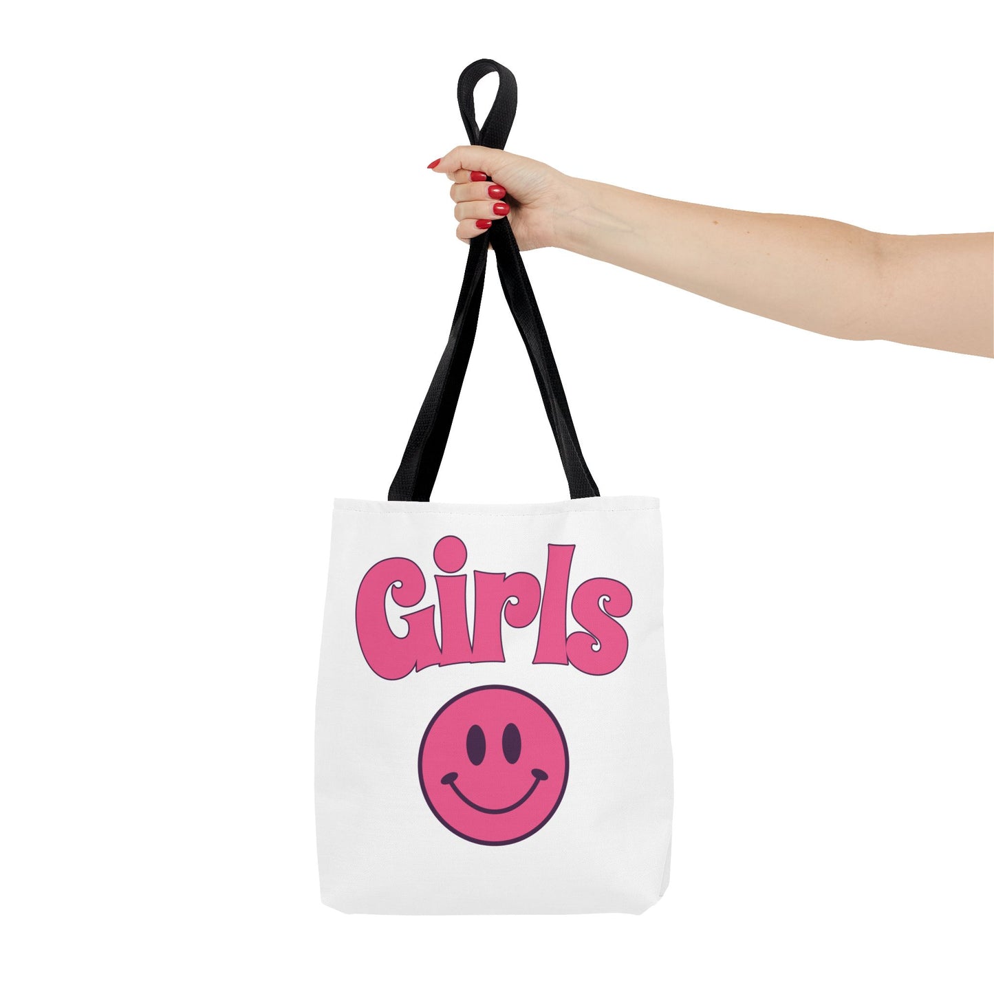 Girls Pink Smile Tote Bag — Cute Retro Smiley Shopper