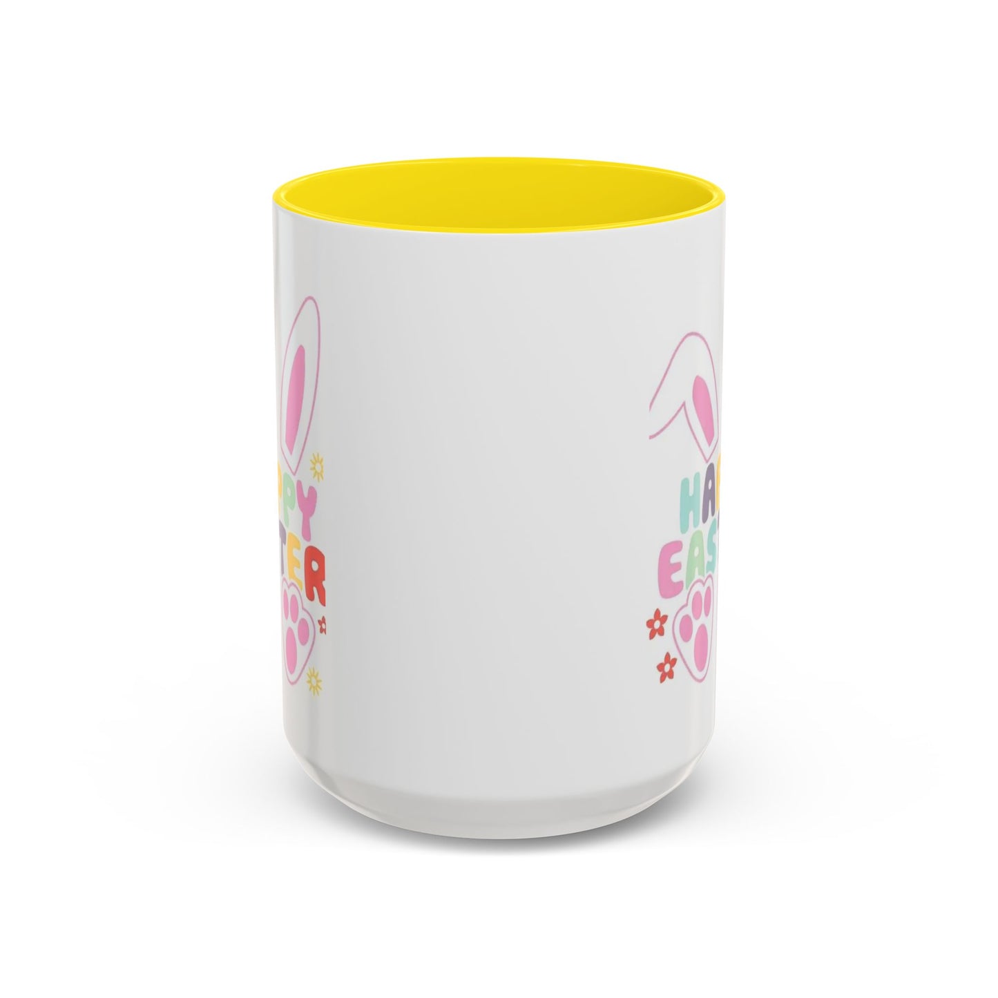 Happy Easter Bunny Accent Coffee Mug — Pink Interior 11/15oz