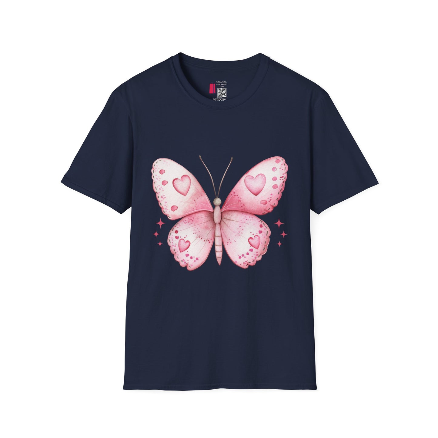 Pink Heart Butterfly T-Shirt — Cute Romantic Graphic Tee