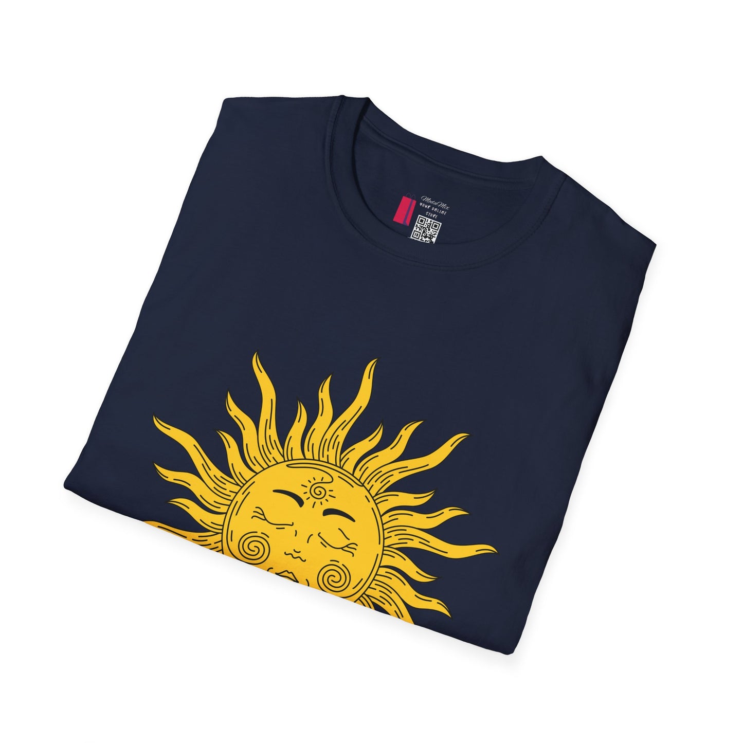 Vintage Celestial Sun T-Shirt — Retro Yellow Sun Face Graphic Tee
