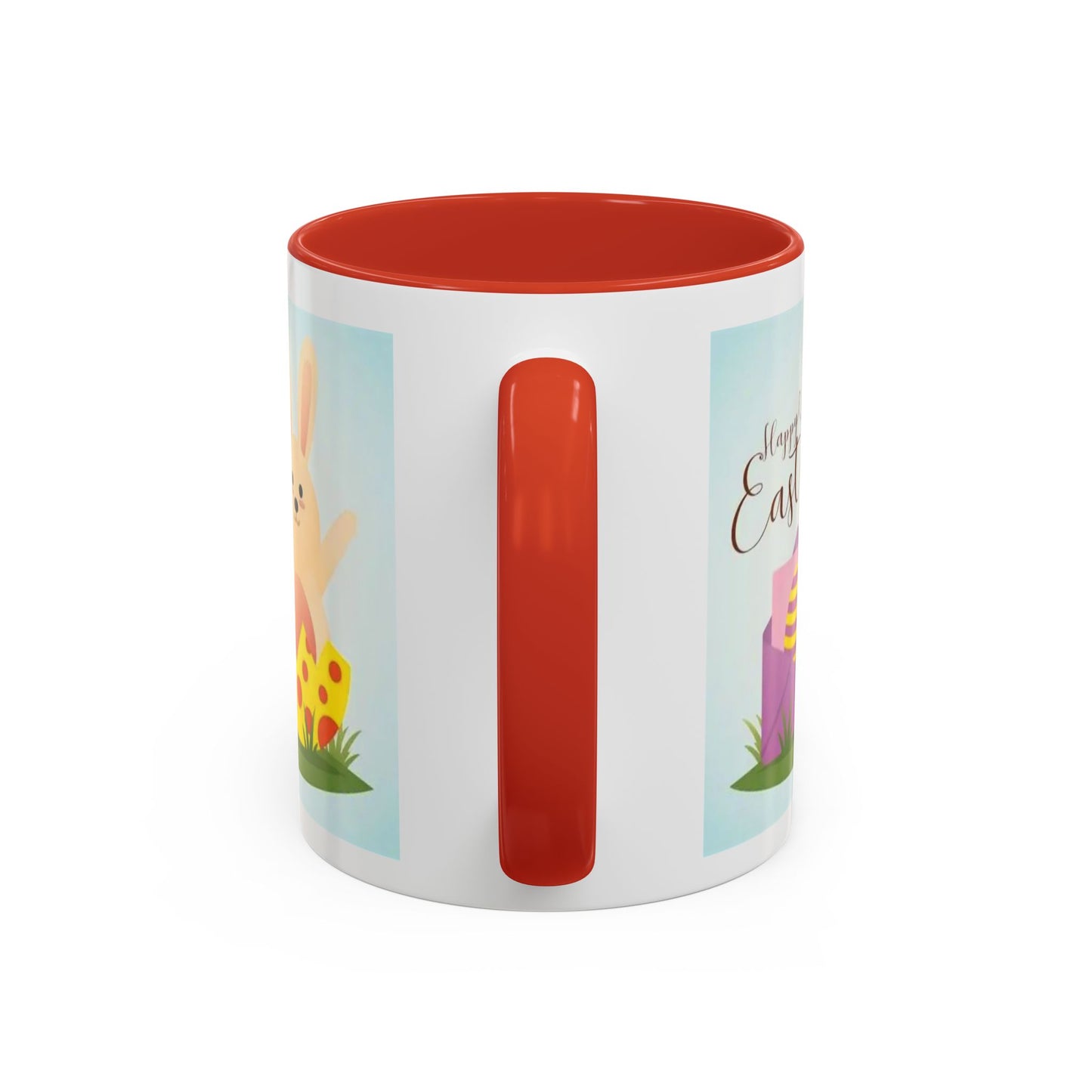 Easter Bunny Accent Coffee Mug – "Happy Easter" Spring Bunny & Egg Design (11/15oz)