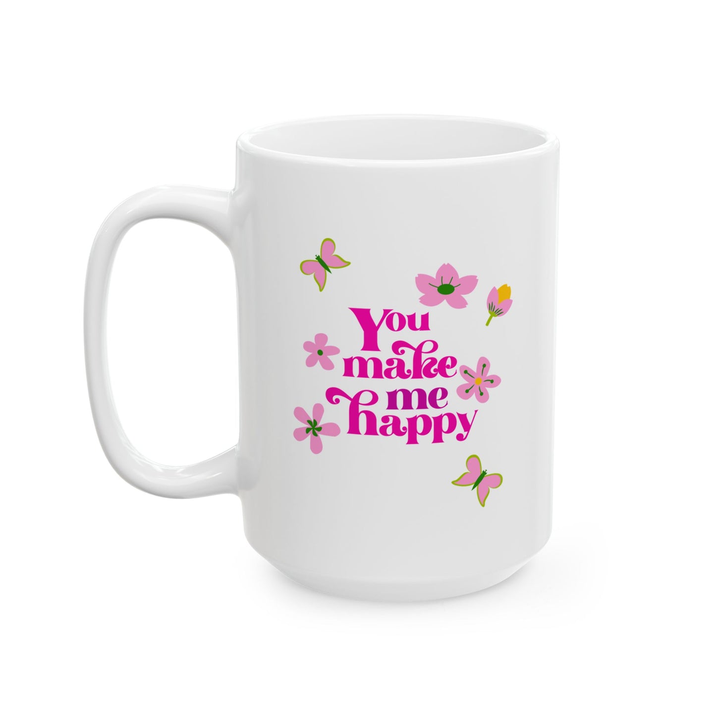 Floral Pink Cherry Blossom Ceramic Mug – Cute Spring Coffee Cup (11oz/15oz)