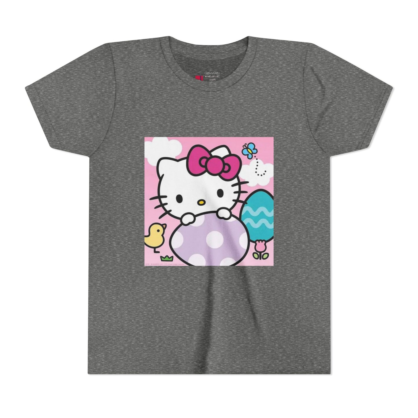 Hello Kitty Easter Youth Tee — Cute Bunny & Eggs Spring Shirt
