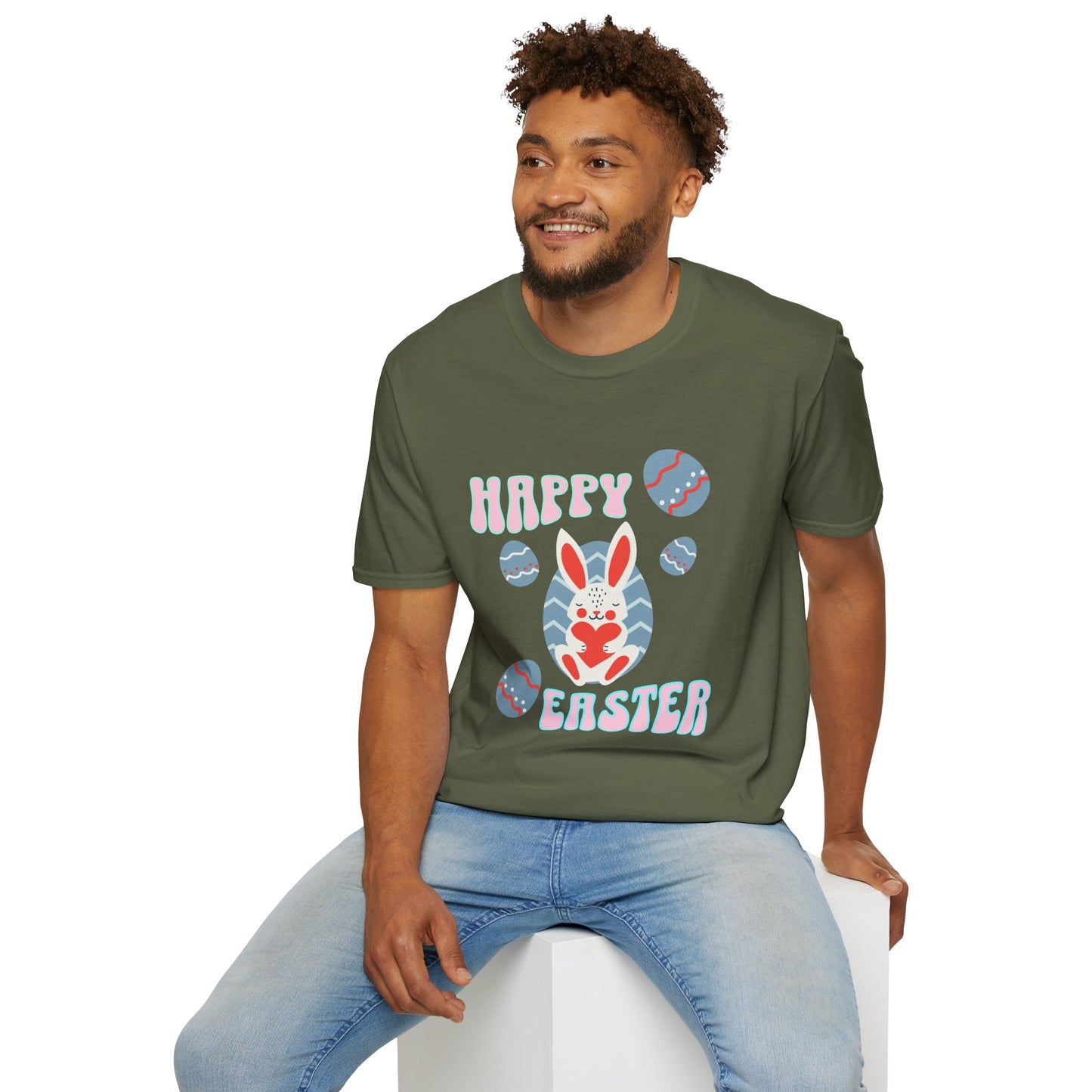 Happy Easter Bunny T-Shirt — Cute Pastel Easter Eggs Design