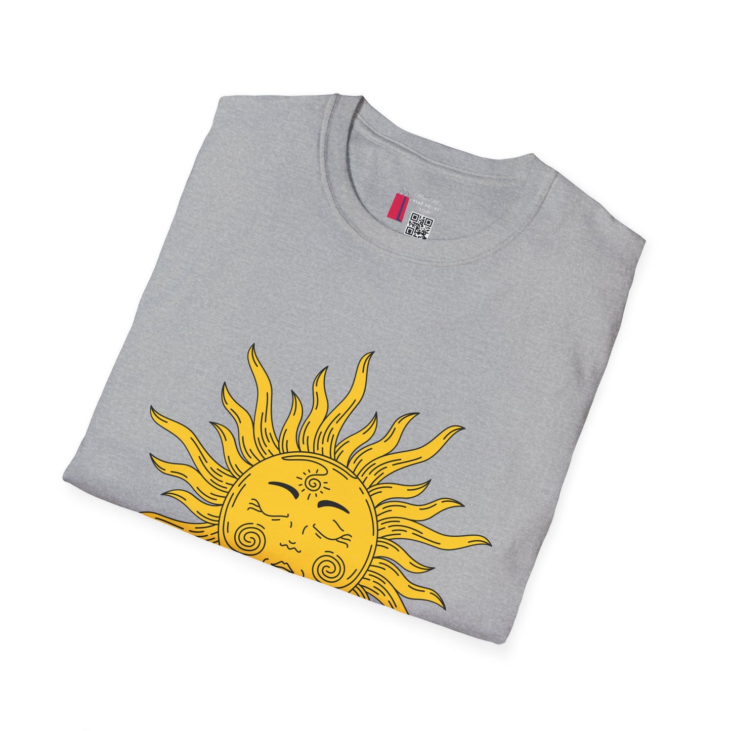 Vintage Celestial Sun T-Shirt — Retro Yellow Sun Face Graphic Tee