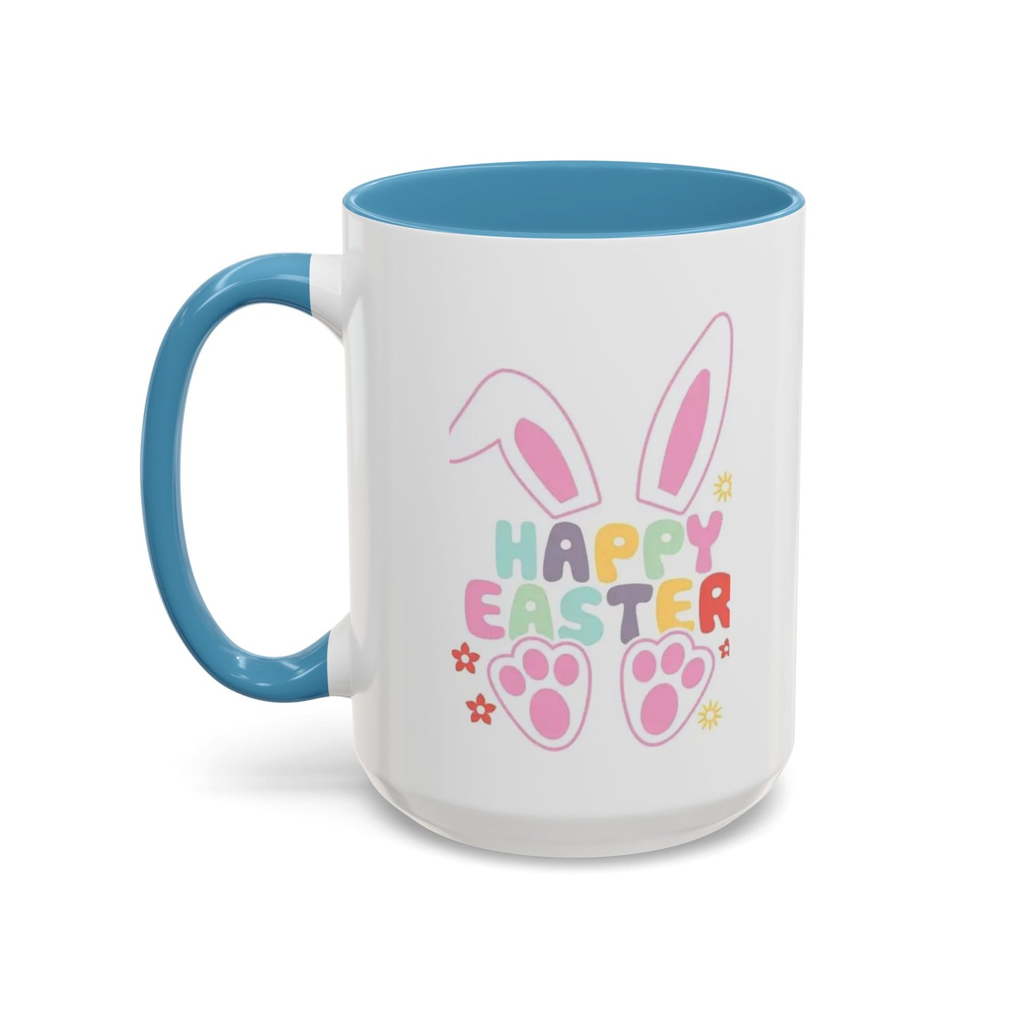Happy Easter Bunny Accent Coffee Mug — Pink Interior 11/15oz