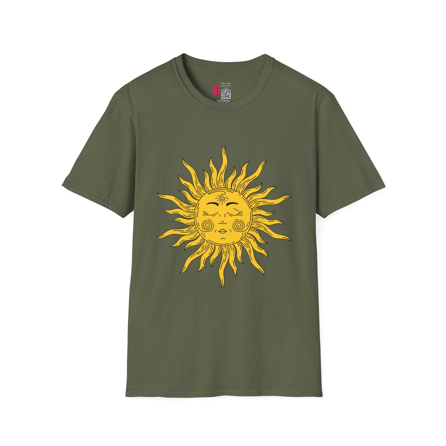 Vintage Celestial Sun T-Shirt — Retro Yellow Sun Face Graphic Tee