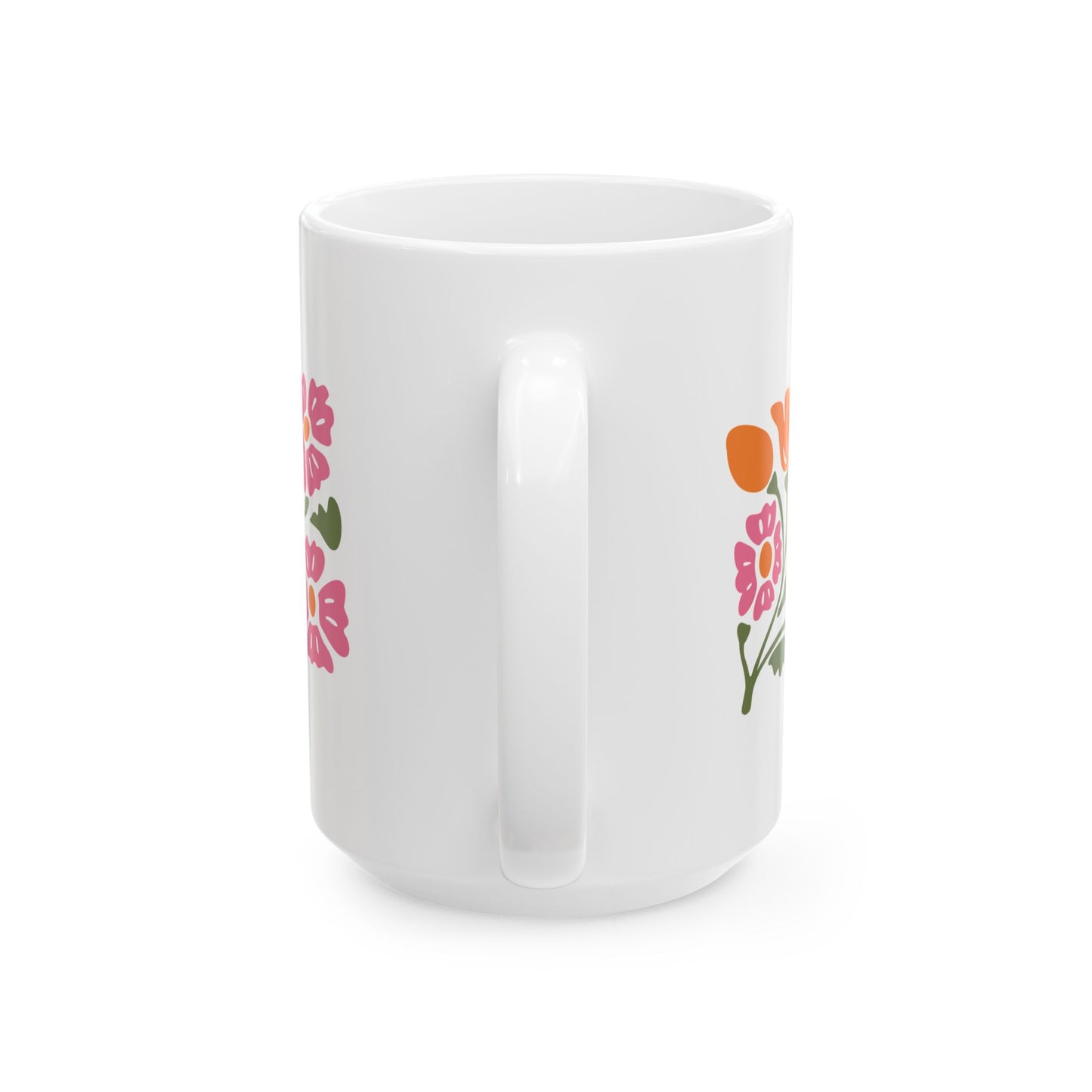 Floral Bouquet Ceramic Mug (11oz & 15oz) — Colorful Spring Flowers Coffee Cup