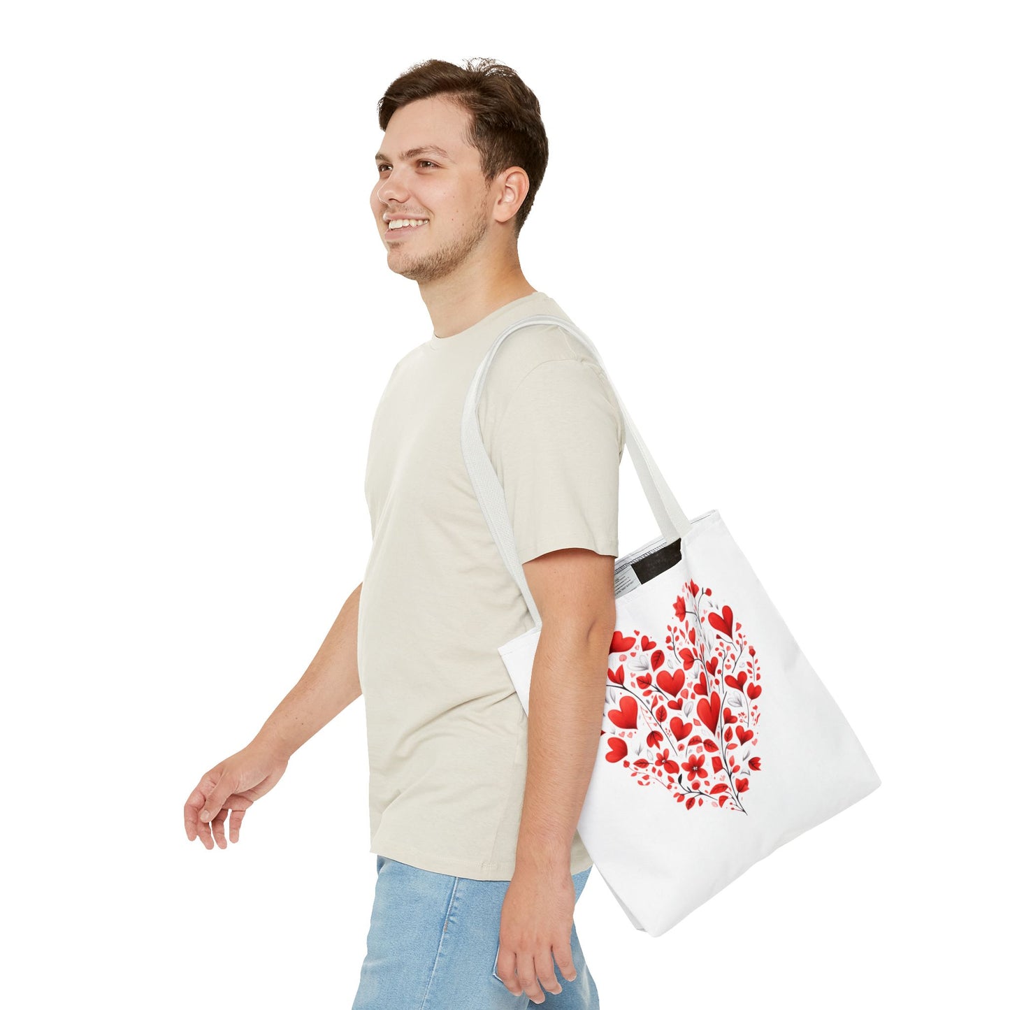Heart Floral Tote Bag – Romantic Valentine’s Day Canvas Shopper