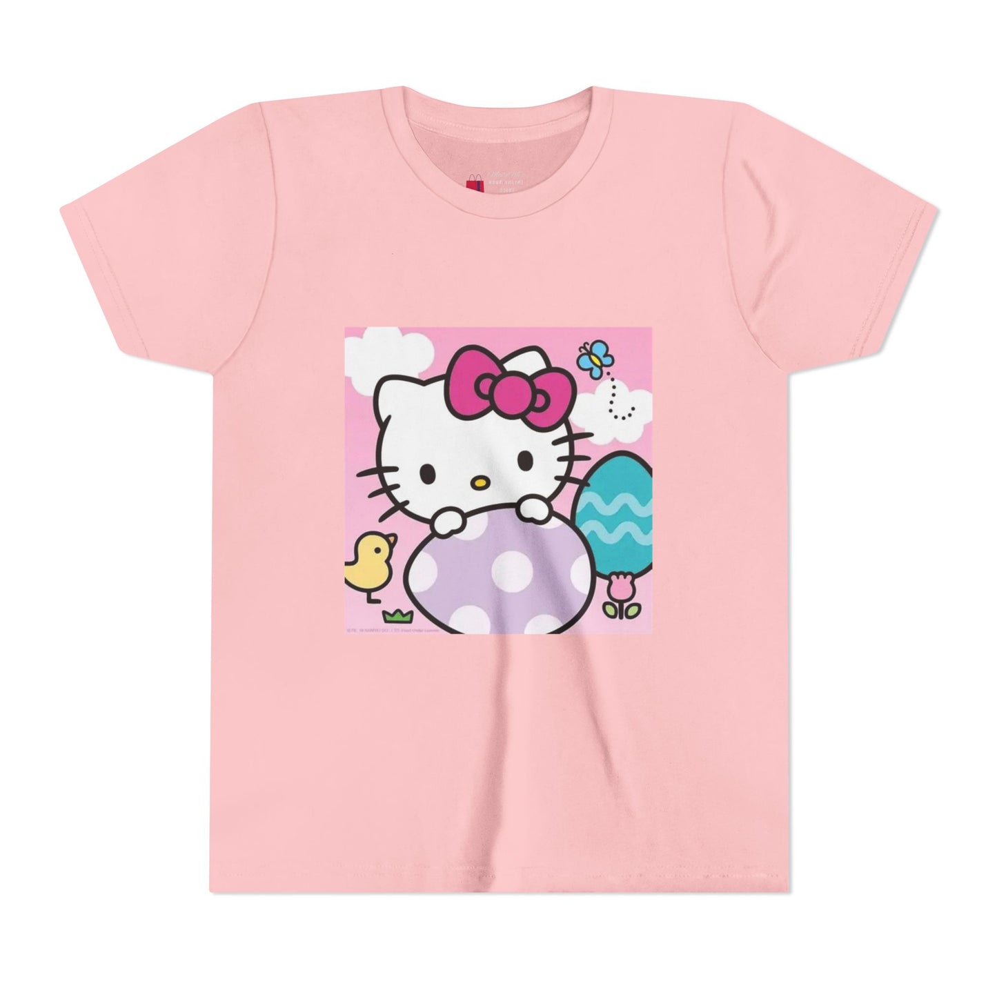 Hello Kitty Easter Youth Tee — Cute Bunny & Eggs Spring Shirt