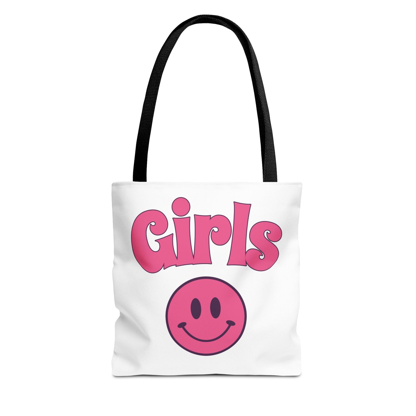 Girls Pink Smile Tote Bag — Cute Retro Smiley Shopper