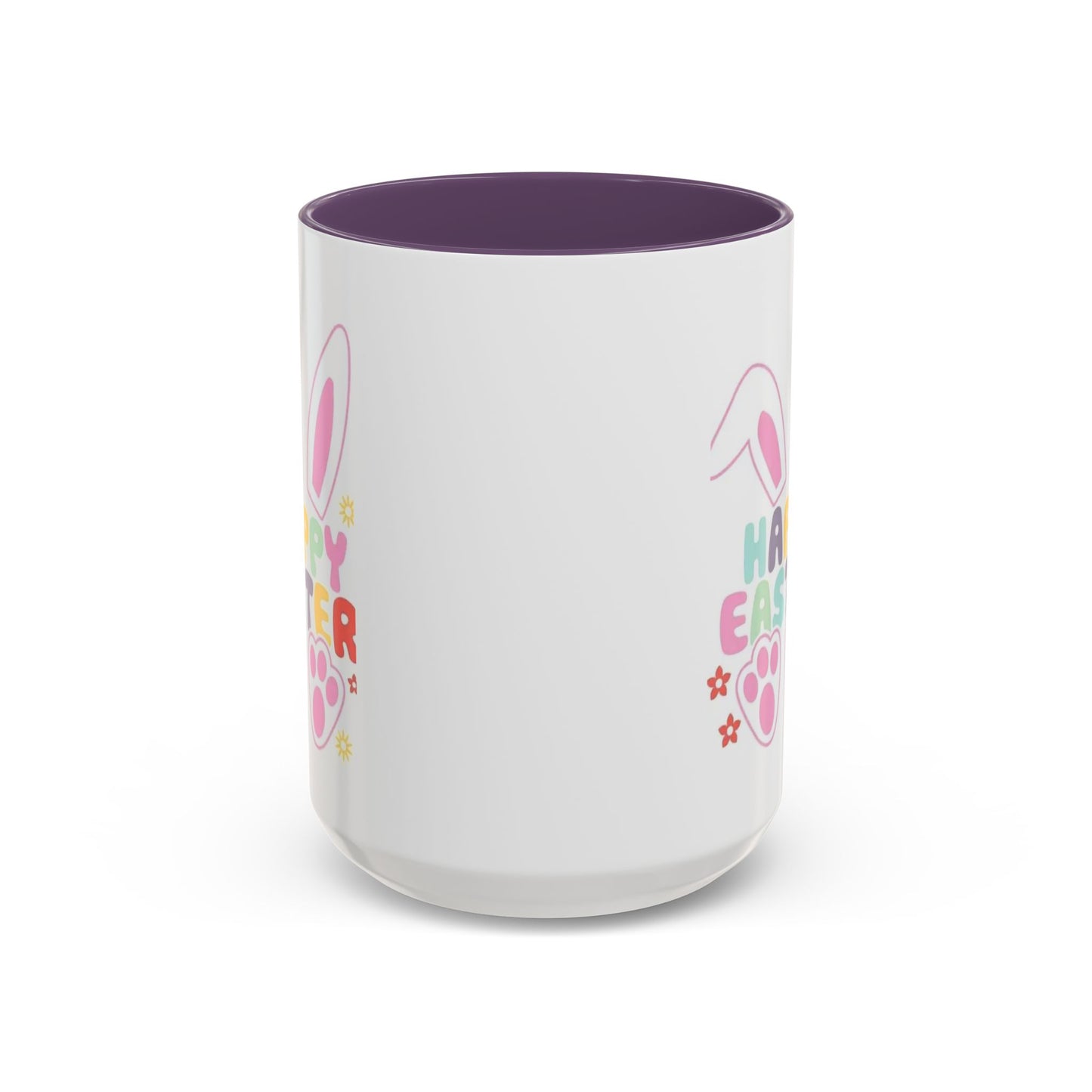 Happy Easter Bunny Accent Coffee Mug — Pink Interior 11/15oz