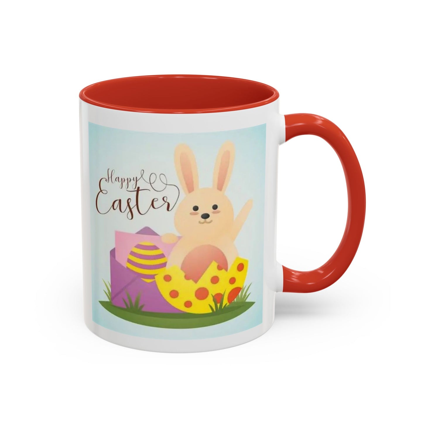 Easter Bunny Accent Coffee Mug – "Happy Easter" Spring Bunny & Egg Design (11/15oz)