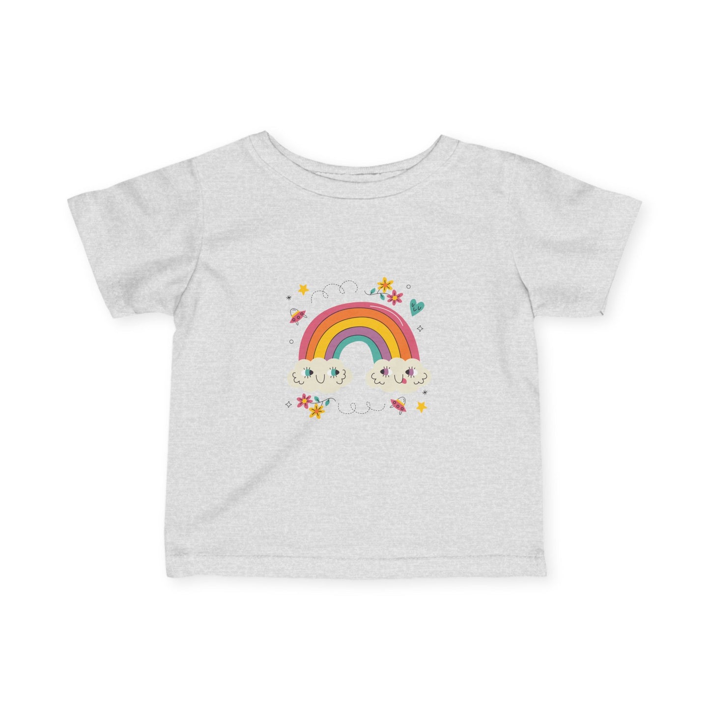 Infant Rainbow Tee – Cute Smiling Clouds & Stars Baby Shirt
