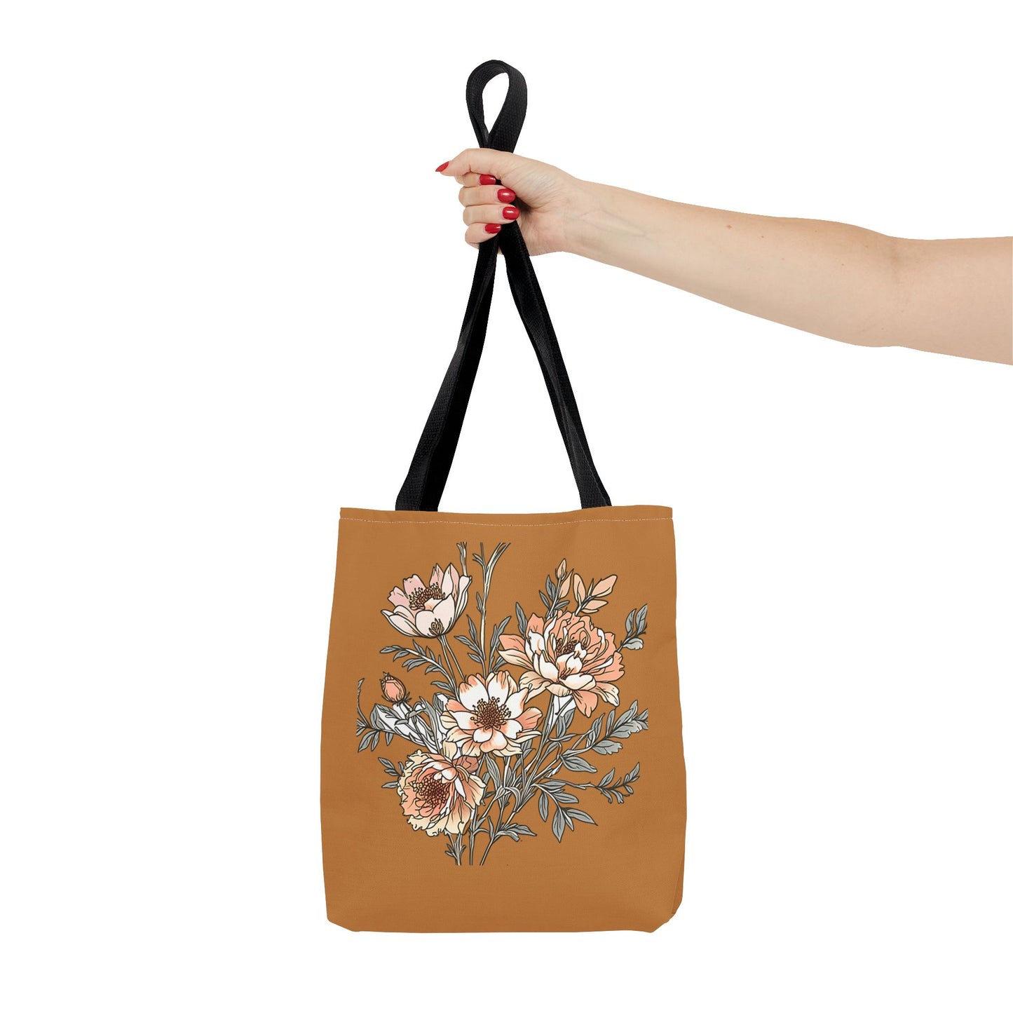Floral Bouquet Tote Bag — Vintage Rust Floral Canvas Tote