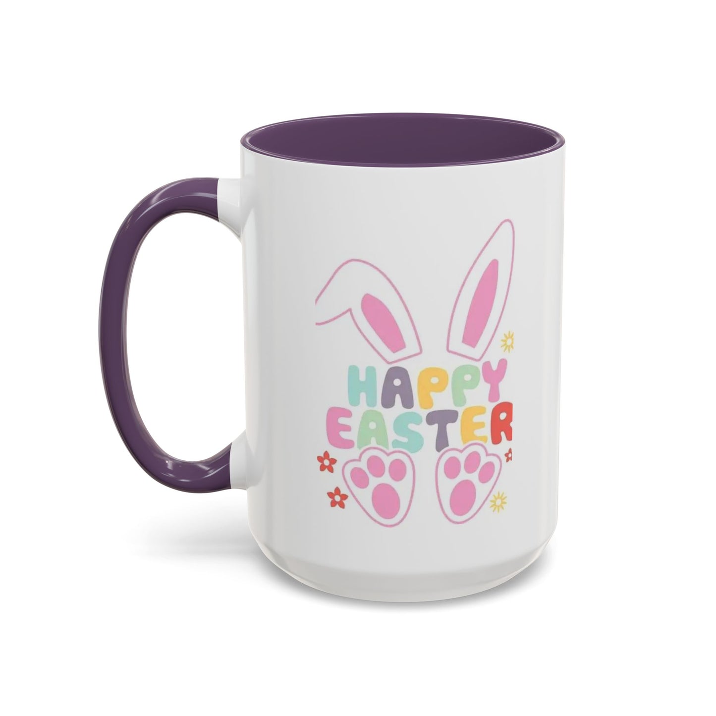 Happy Easter Bunny Accent Coffee Mug — Pink Interior 11/15oz