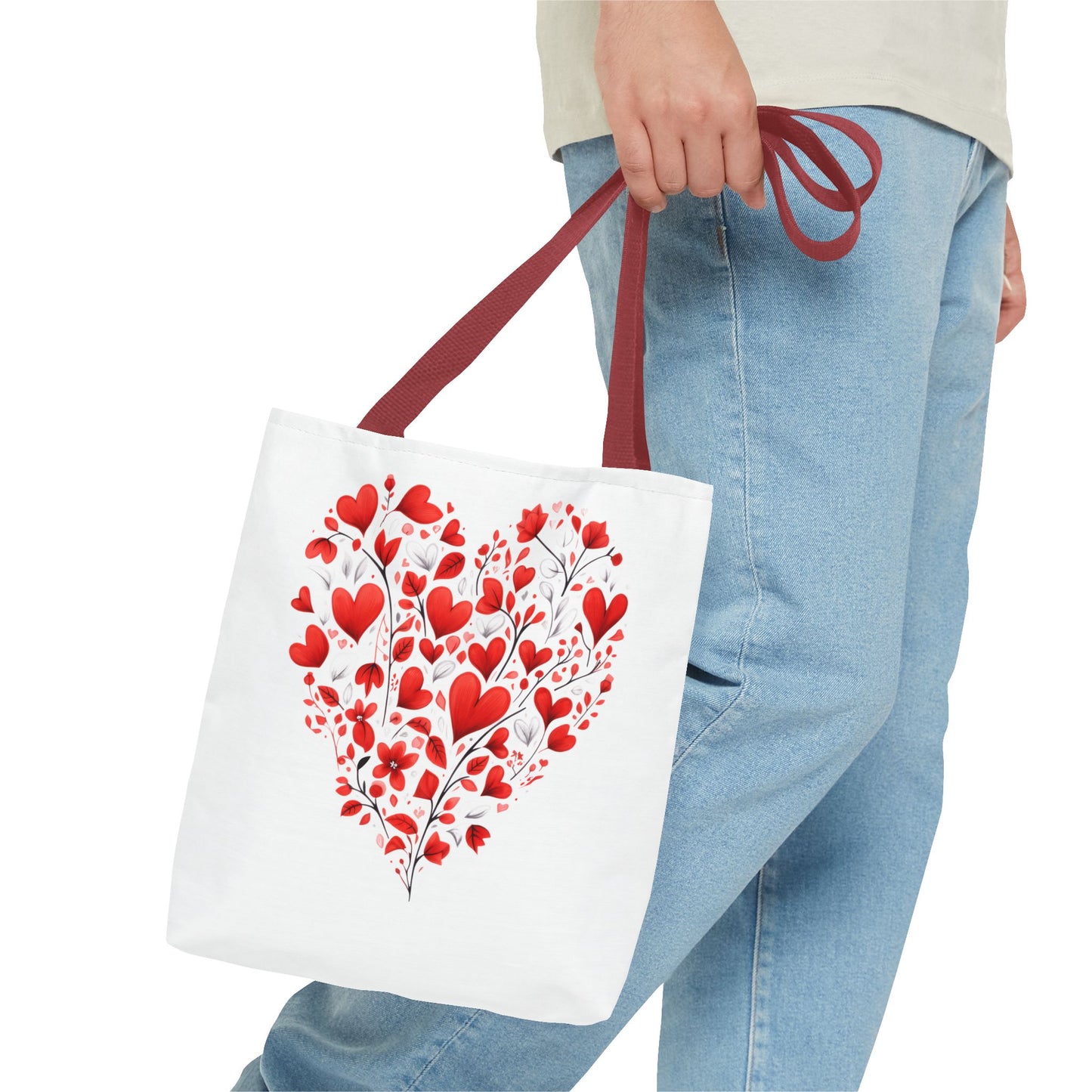 Heart Floral Tote Bag – Romantic Valentine’s Day Canvas Shopper