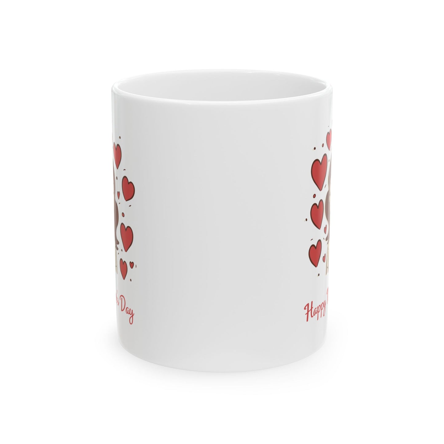 Valentine’s Day Heart Stack Ceramic Mug — 'Happy Day' Romantic Coffee Cup (11oz & 15oz)