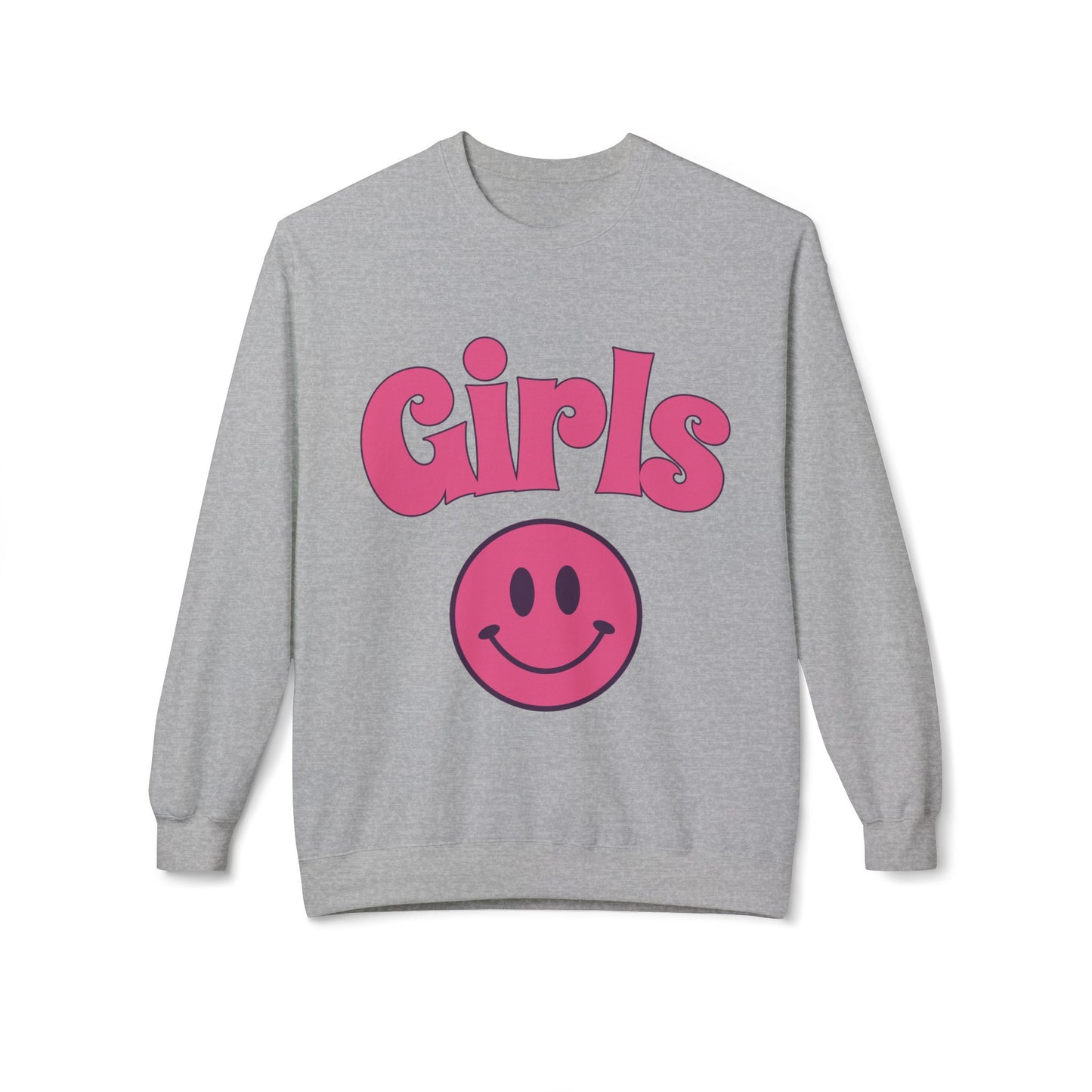 Girls Smiley Crewneck Sweatshirt – Retro Pink Logo