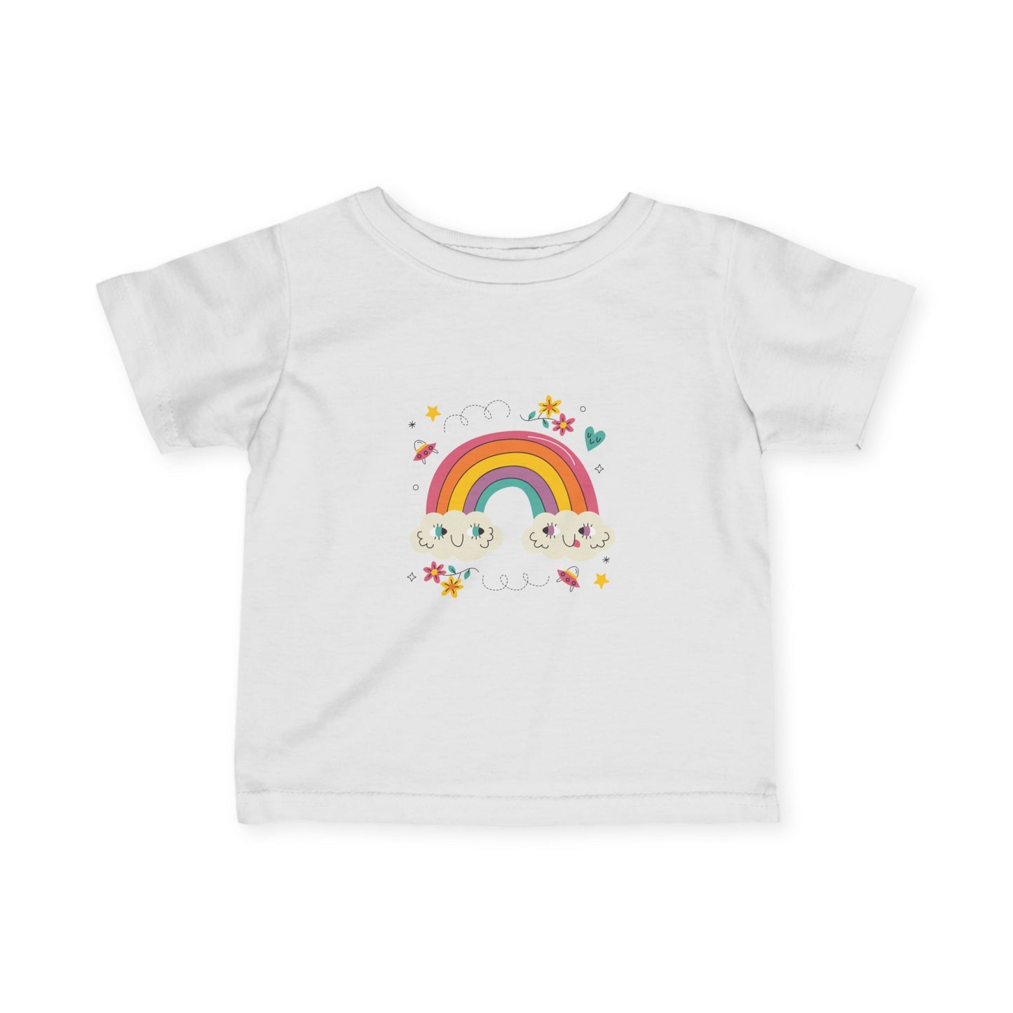 Infant Rainbow Tee – Cute Smiling Clouds & Stars Baby Shirt