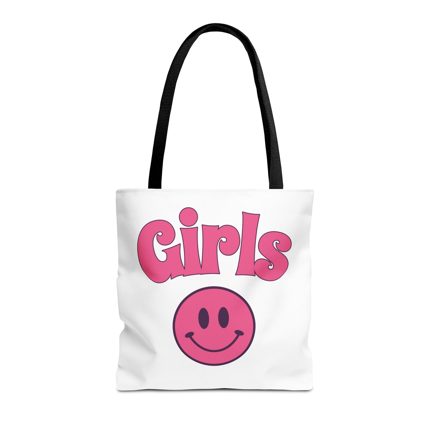Girls Pink Smile Tote Bag — Cute Retro Smiley Shopper
