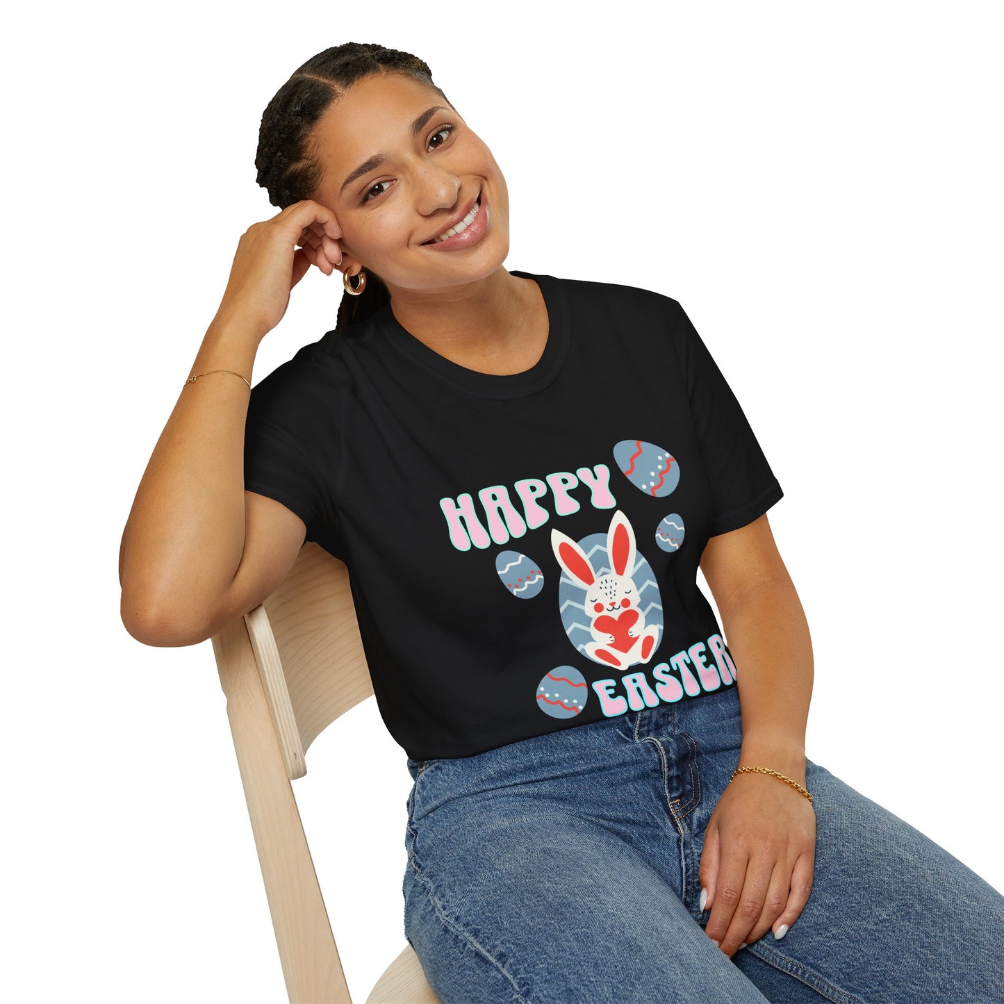 Happy Easter Bunny T-Shirt — Cute Pastel Easter Eggs Design