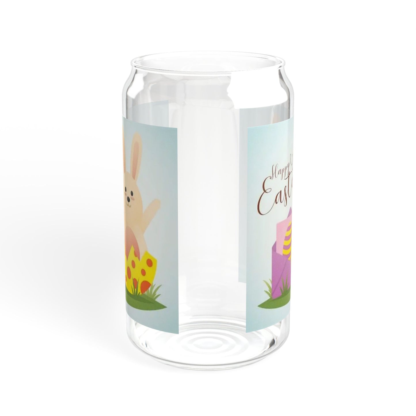 Easter Bunny 16oz Sipper Glass — Cute Spring Bunny & Eggs Travel Cup