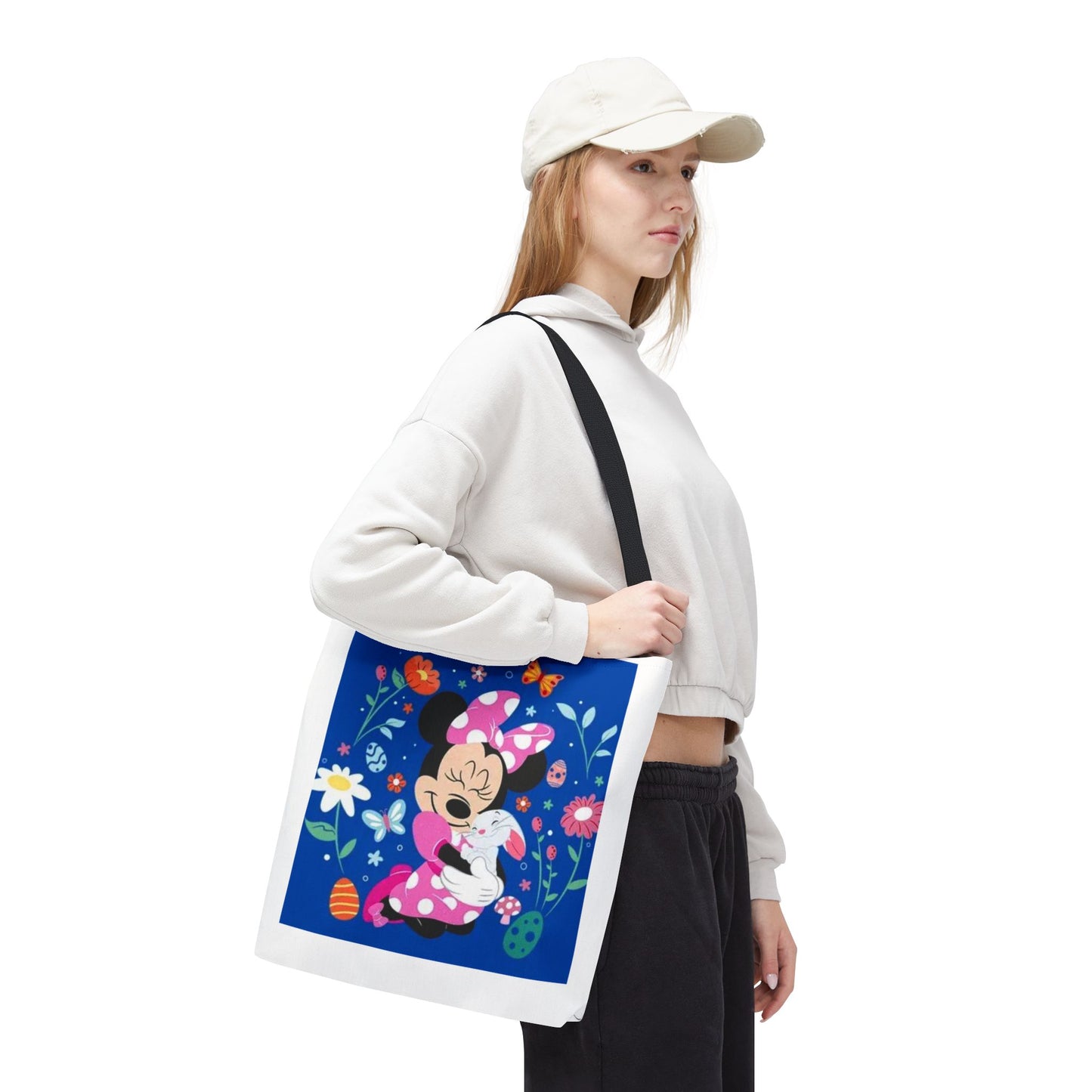 Floral Minnie Bunny Tote Bag — Cute Easter Canvas Carryall
