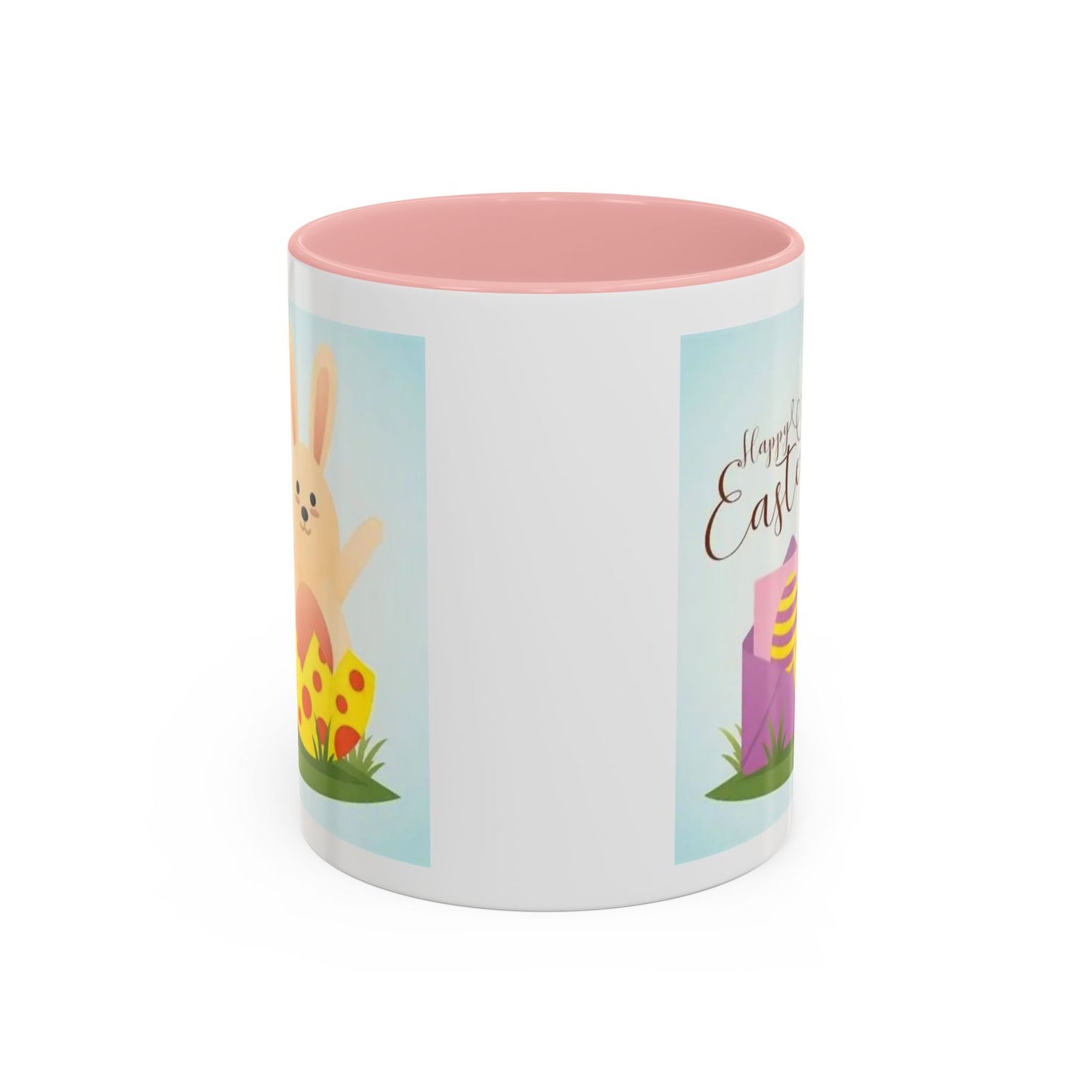 Easter Bunny Accent Coffee Mug – "Happy Easter" Spring Bunny & Egg Design (11/15oz)