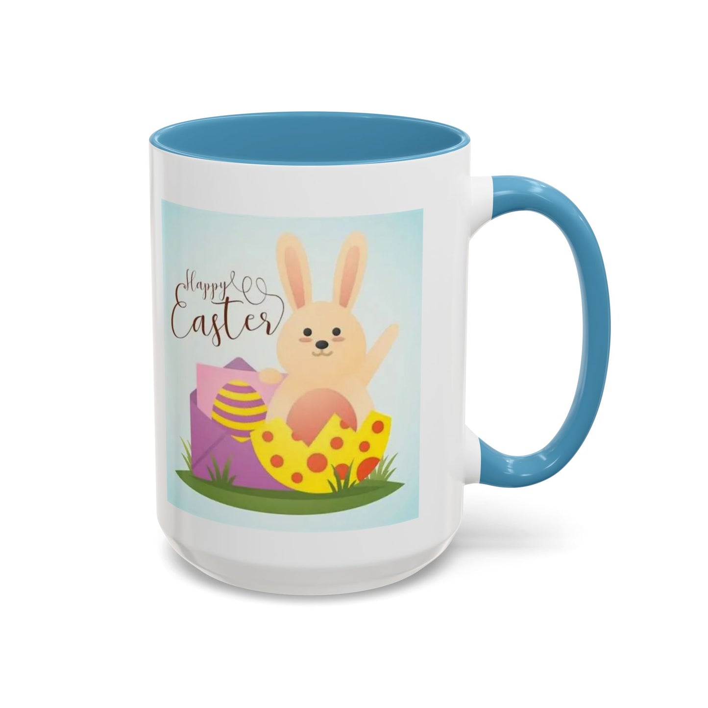 Easter Bunny Accent Coffee Mug – "Happy Easter" Spring Bunny & Egg Design (11/15oz)