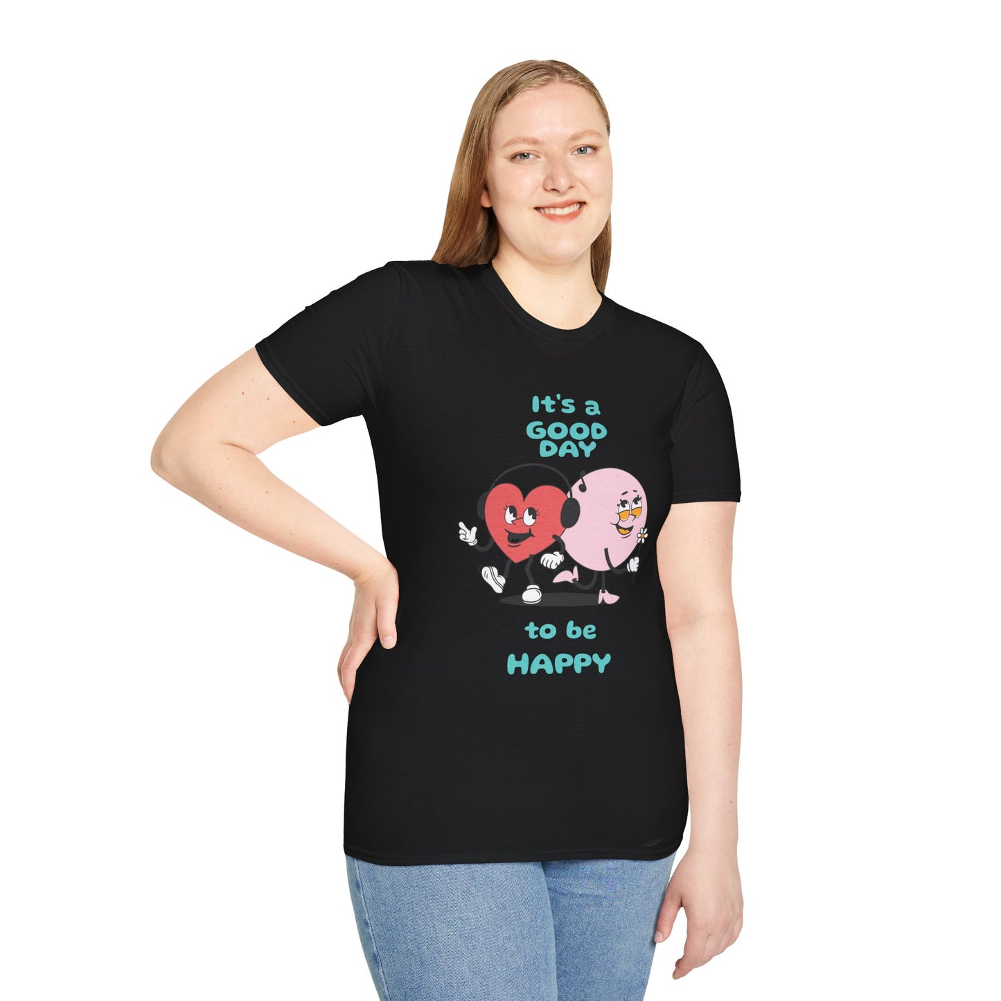 It's a Good Day to Be Happy T-Shirt — Cute Heart & Smile Graphic Tee