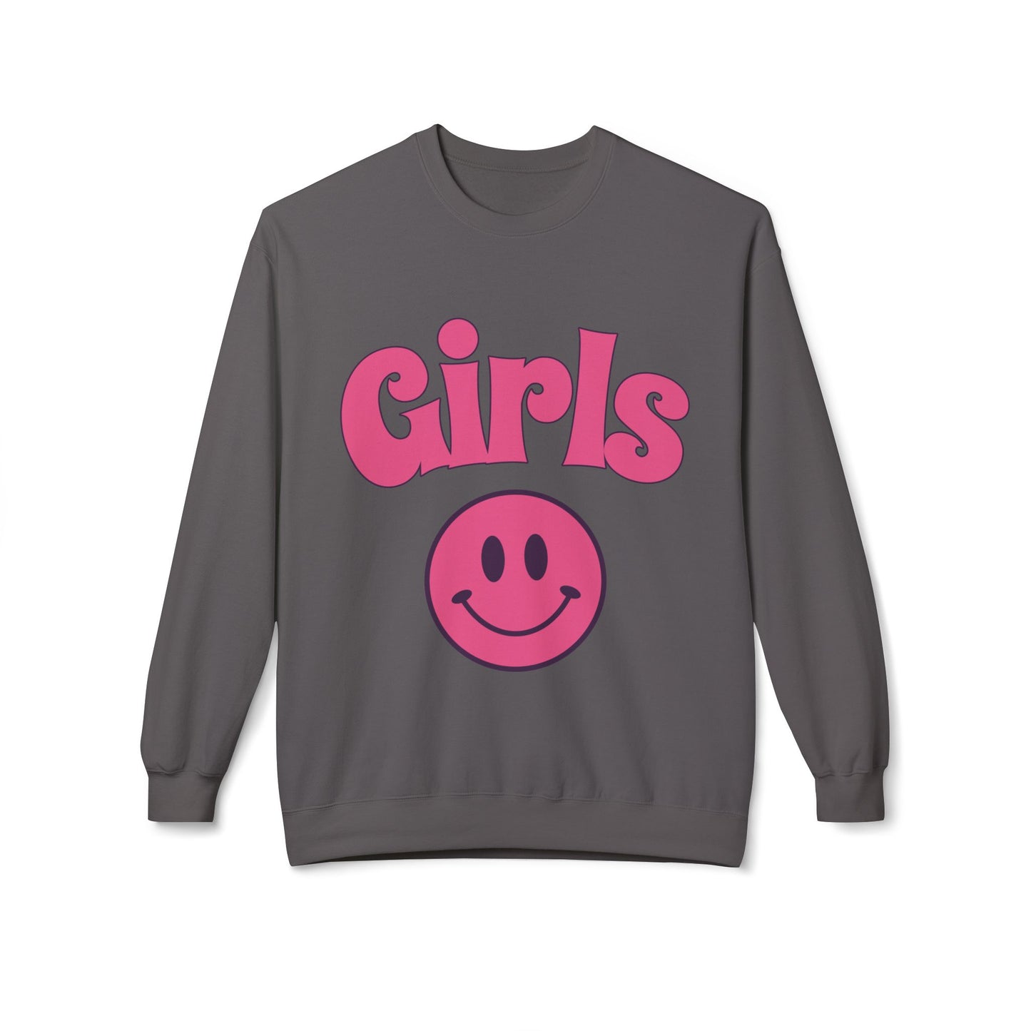 Girls Smiley Crewneck Sweatshirt – Retro Pink Logo