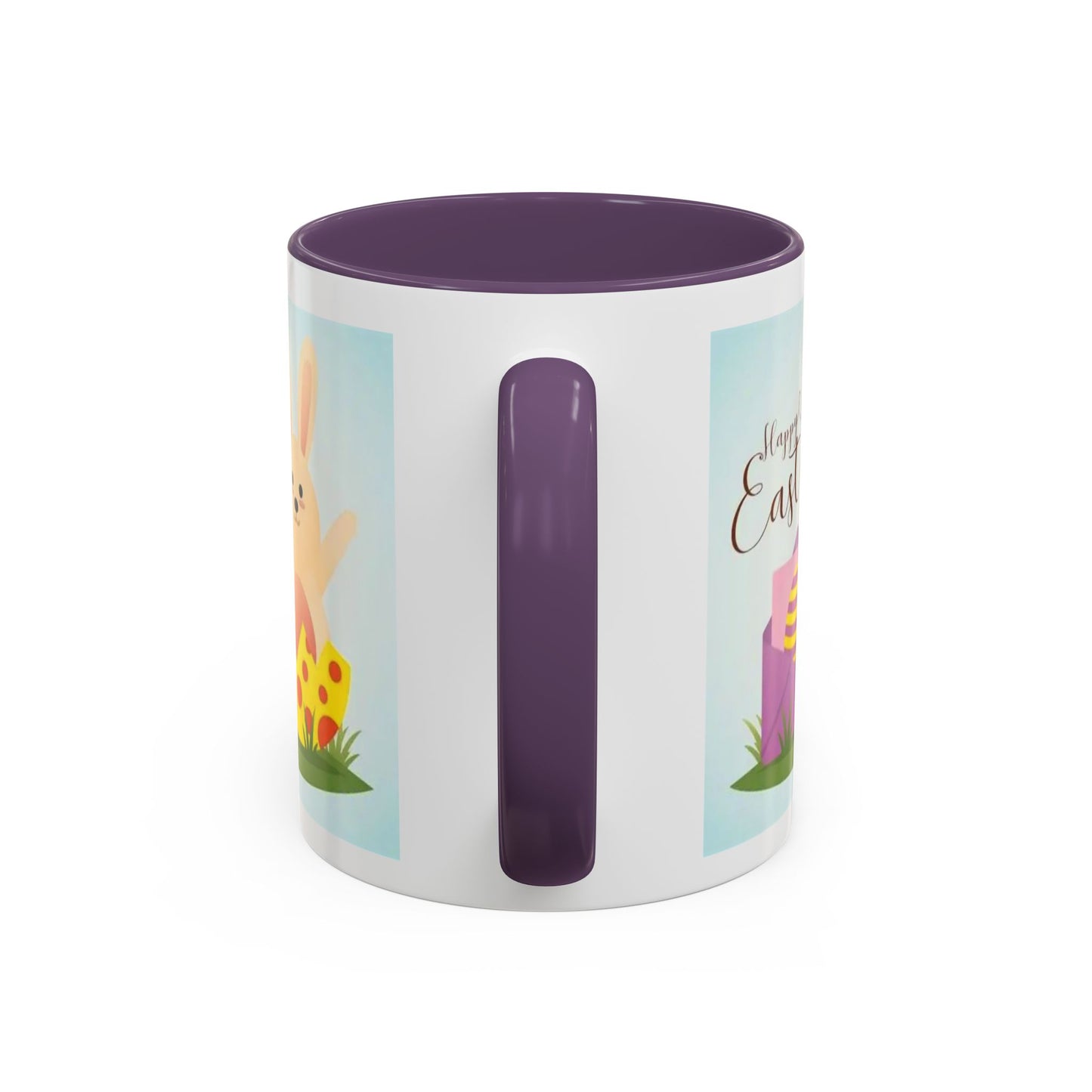Easter Bunny Accent Coffee Mug – "Happy Easter" Spring Bunny & Egg Design (11/15oz)