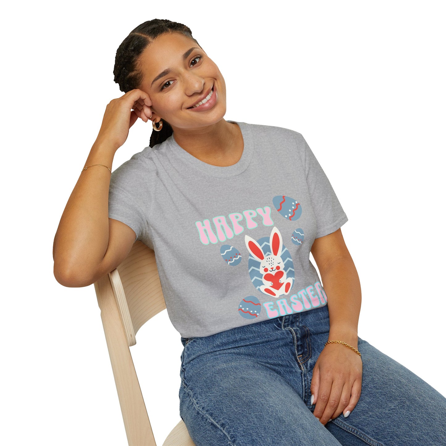 Happy Easter Bunny T-Shirt — Cute Pastel Easter Eggs Design