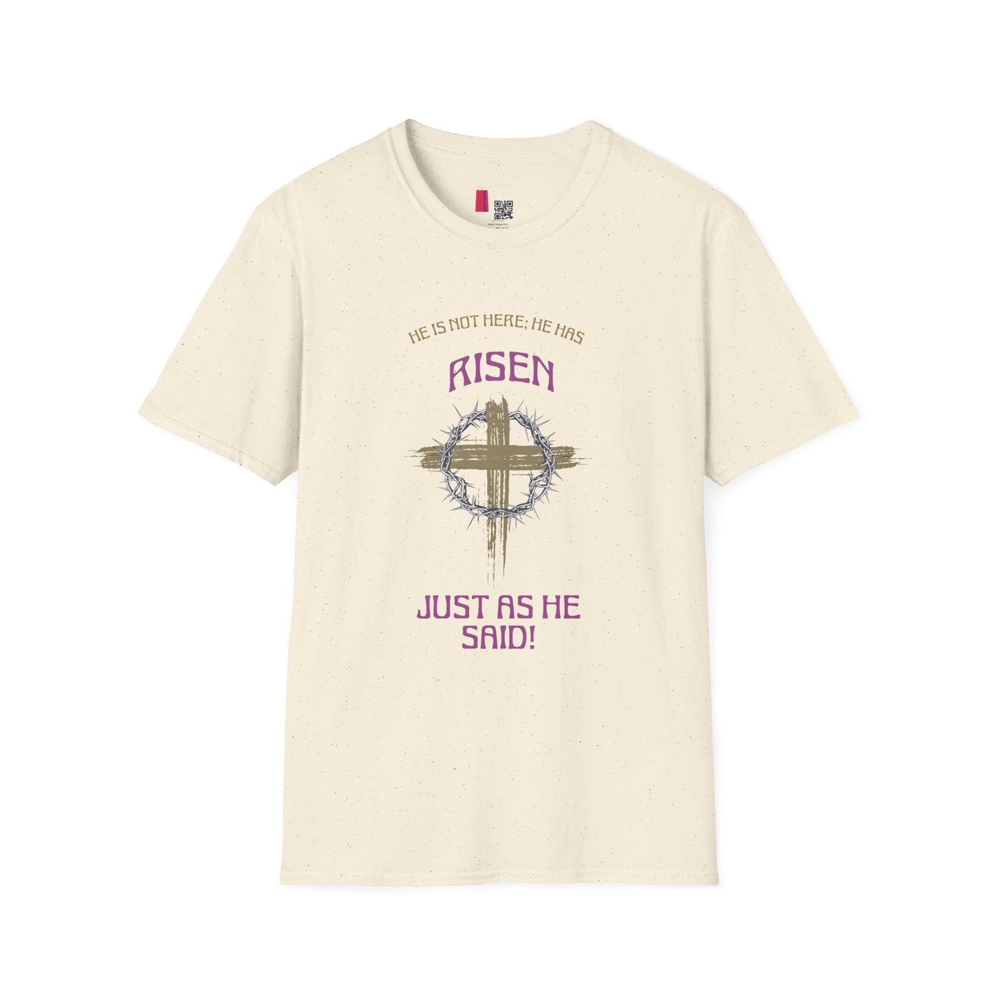 Christian Risen Cross T-Shirt — "He Is Not Here, He’s Risen" Easter Tee