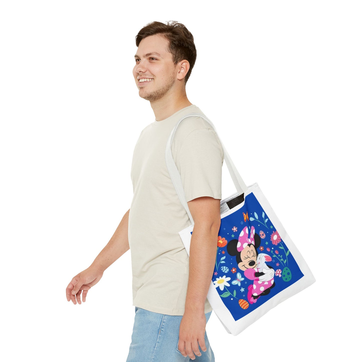 Floral Minnie Bunny Tote Bag — Cute Easter Canvas Carryall