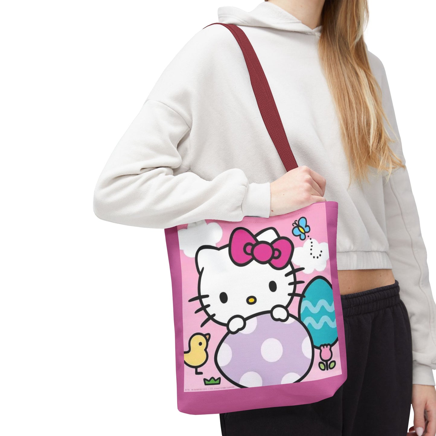 Hello Kitty Easter Tote Bag — Cute Pink Bunny & Egg Spring Shopper