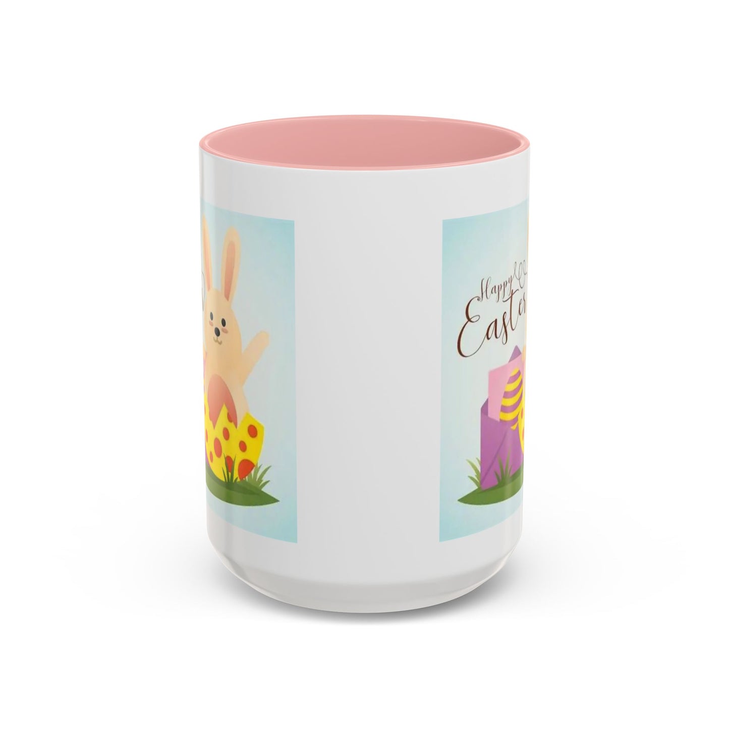 Easter Bunny Accent Coffee Mug – "Happy Easter" Spring Bunny & Egg Design (11/15oz)