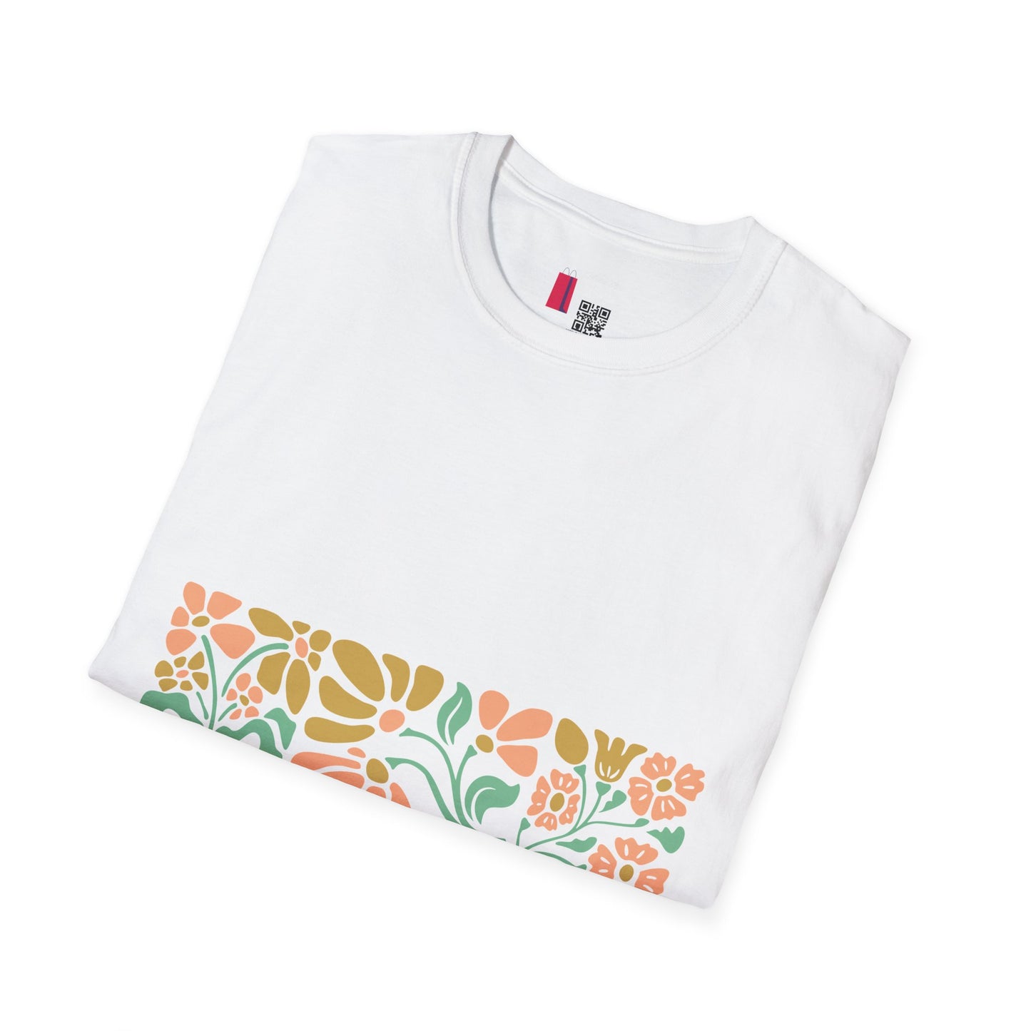 Floral Meadow T-Shirt — Pastel Botanical Stripe Tee