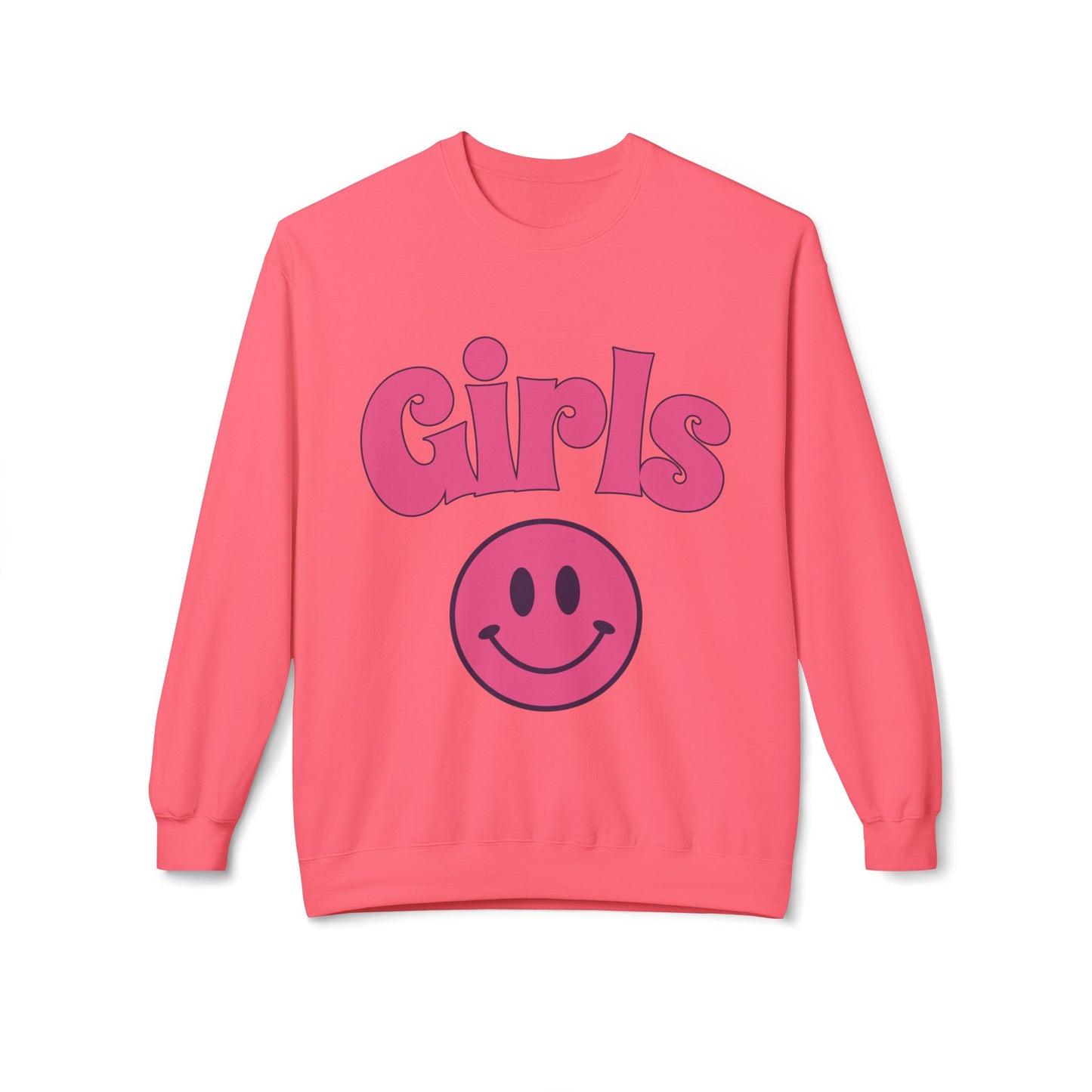Girls Smiley Crewneck Sweatshirt – Retro Pink Logo