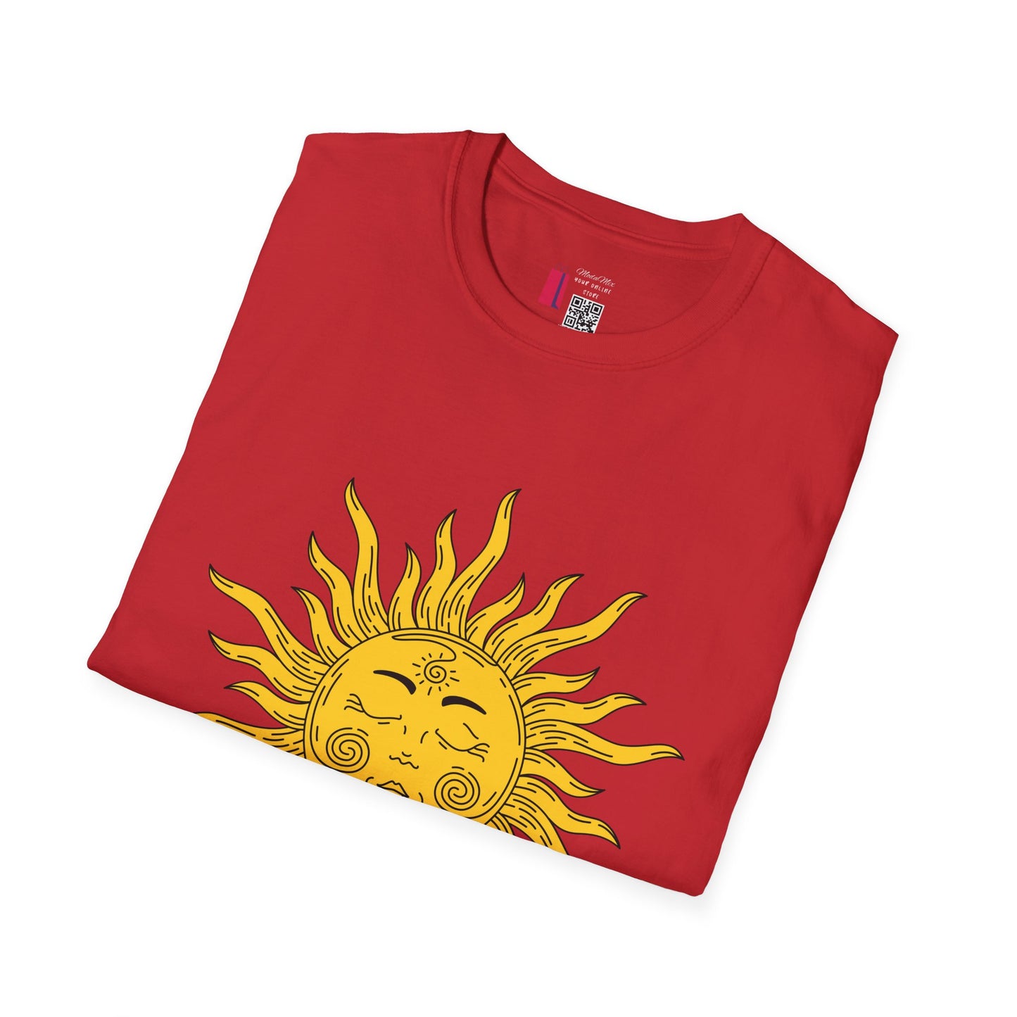 Vintage Celestial Sun T-Shirt — Retro Yellow Sun Face Graphic Tee
