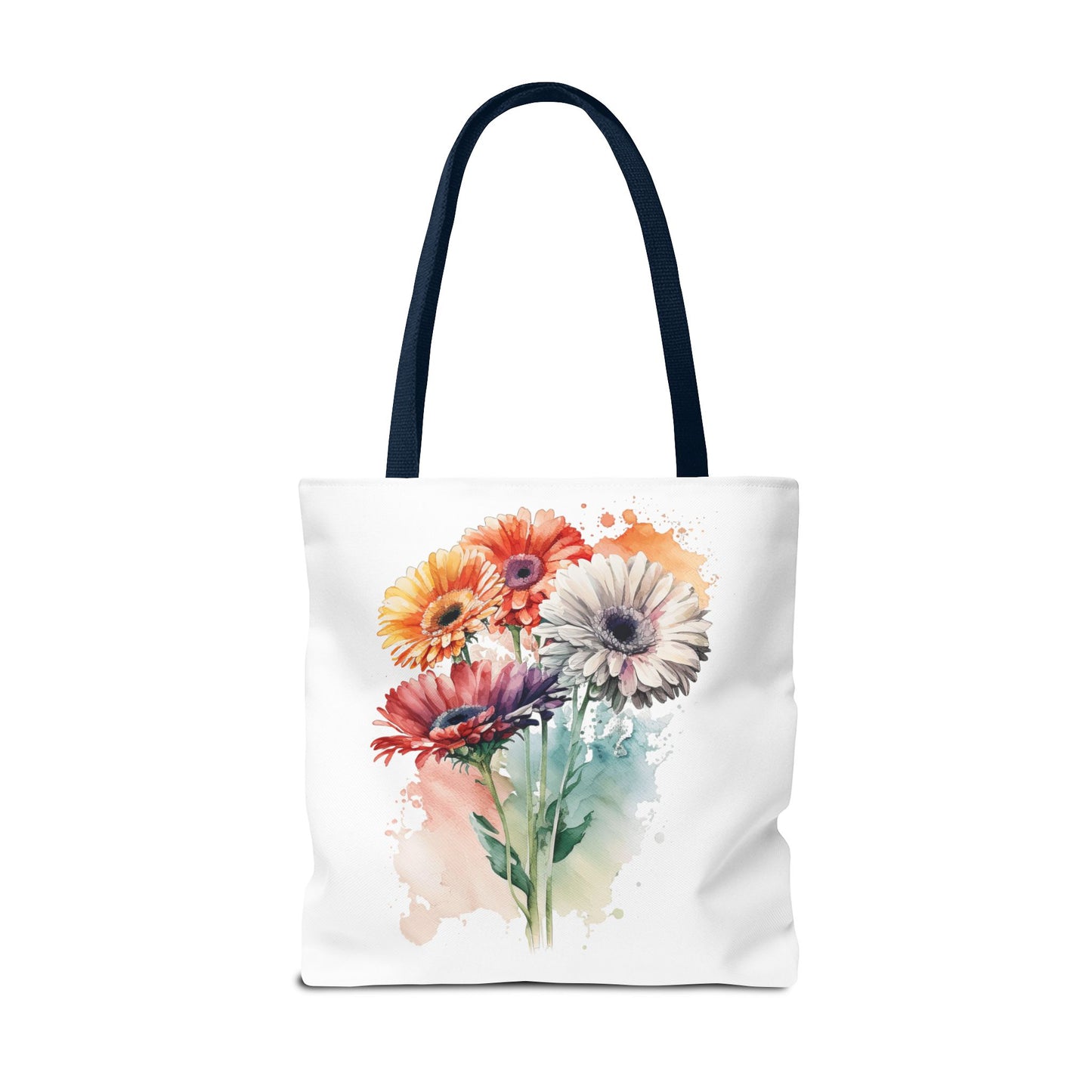 Floral Watercolor Tote Bag — Colorful Gerbera Bouquet All-Over Print