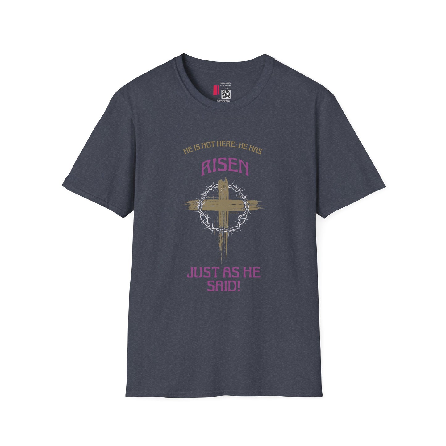 Christian Risen Cross T-Shirt — "He Is Not Here, He’s Risen" Easter Tee
