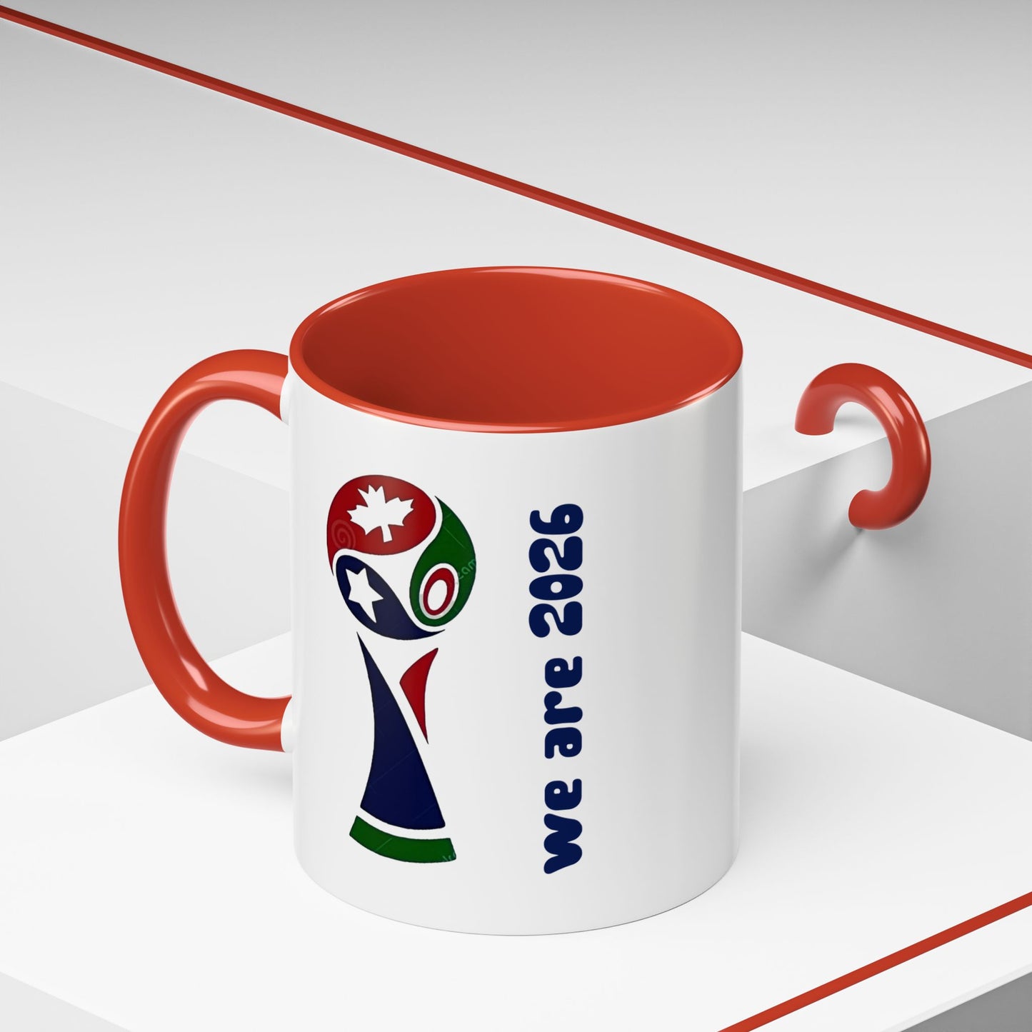 World Cup 2026 Accent Coffee Mug — 'We Are 2026' Soccer Fan Gift
