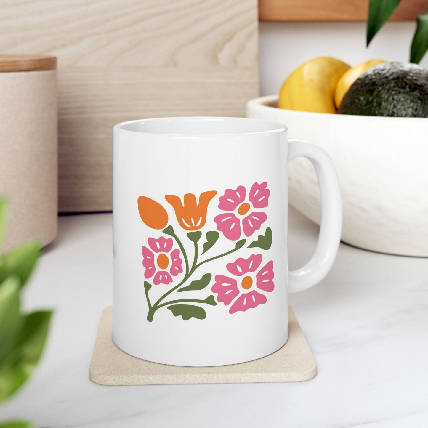 Floral Bouquet Ceramic Mug — Colorful Wildflower Coffee Cup (11oz/15oz)