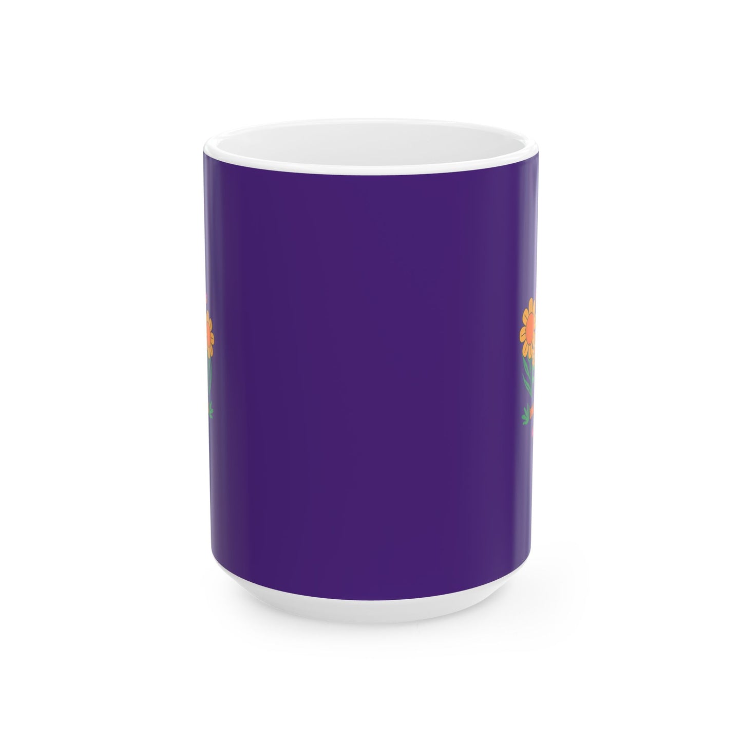 Purple Floral Ceramic Mug — Colorful Sunflower Bouquet Coffee Cup (11oz & 15oz)