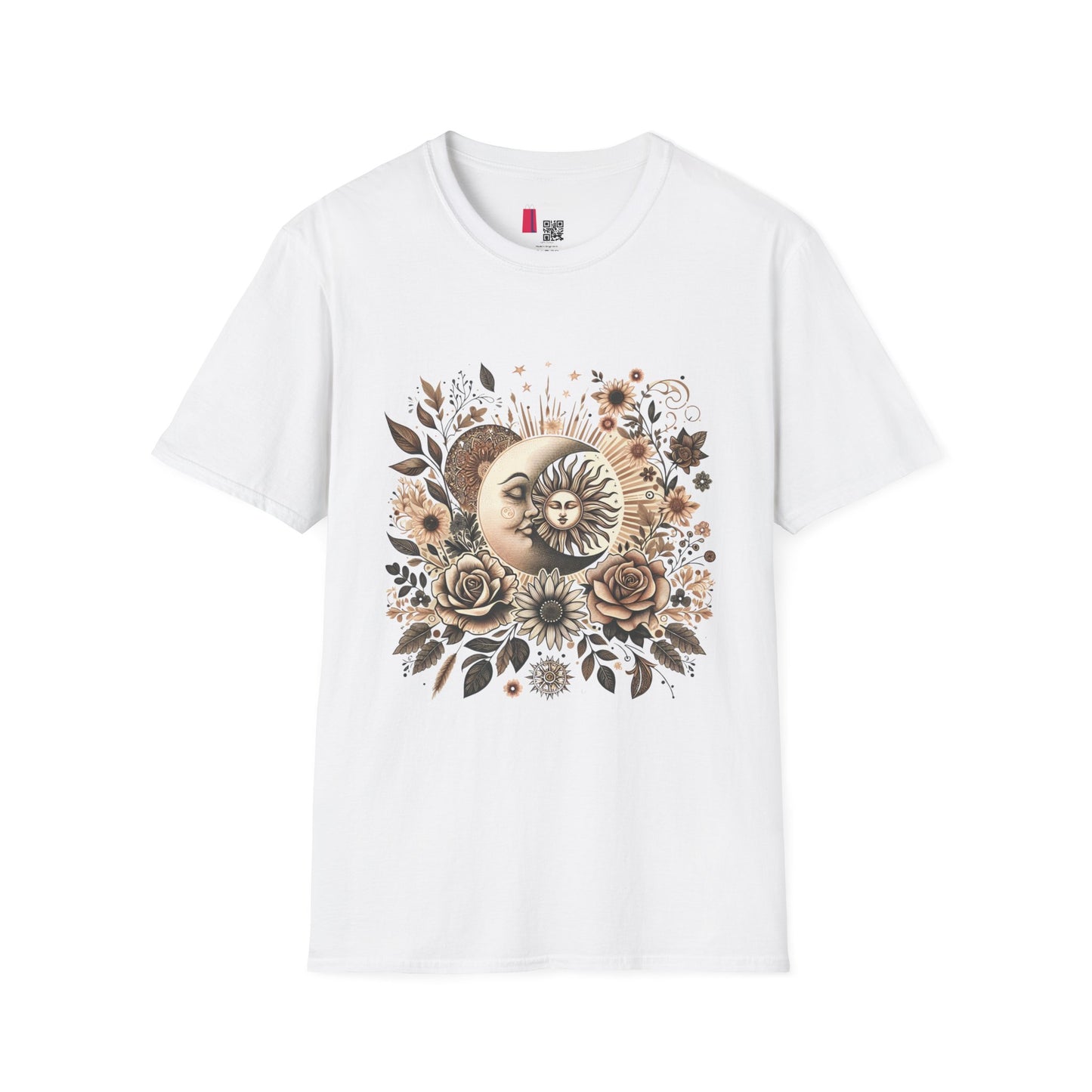 Celestial Sun & Moon Floral T-Shirt — Vintage Boho Astrology Tee